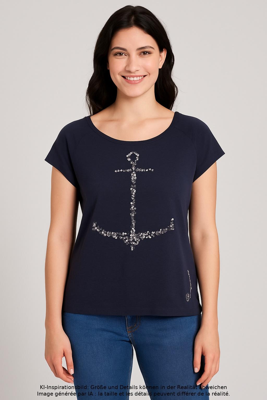 

edc by Esprit Damen T-Shirt, marineblau, Gr. 38