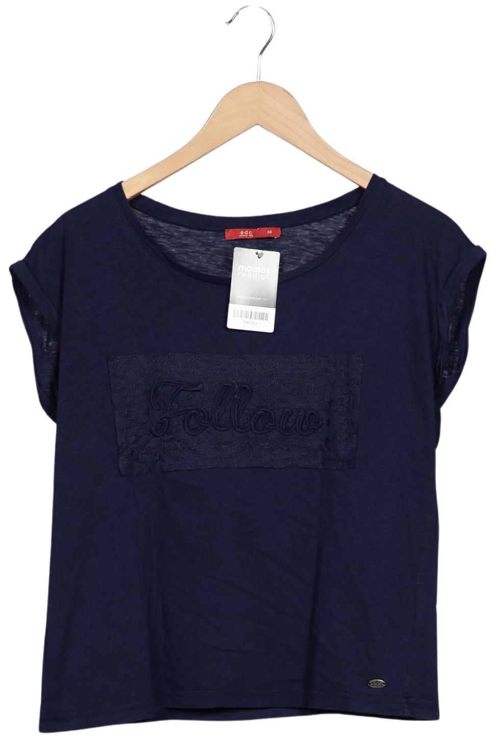 

edc by Esprit Damen T-Shirt, marineblau, Gr. 34