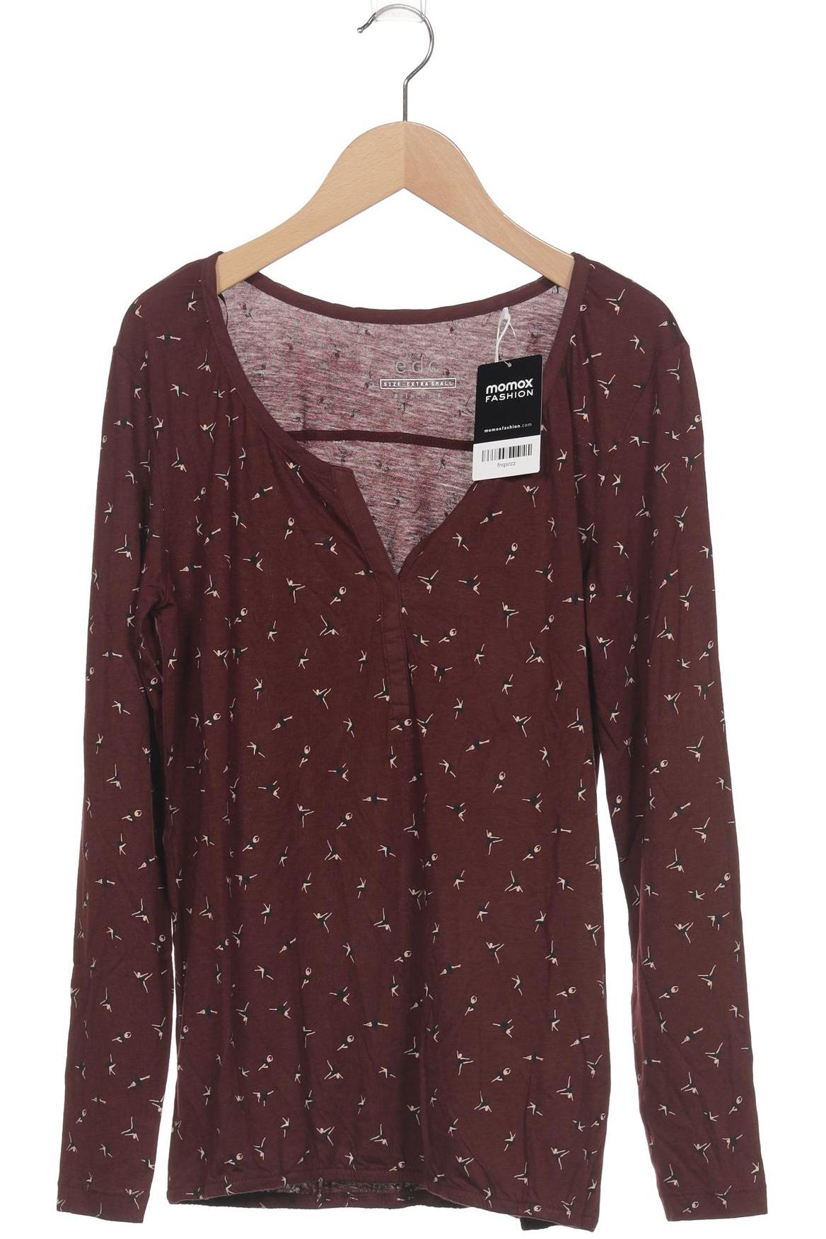 

edc by Esprit Damen Langarmshirt, bordeaux, Gr. 34