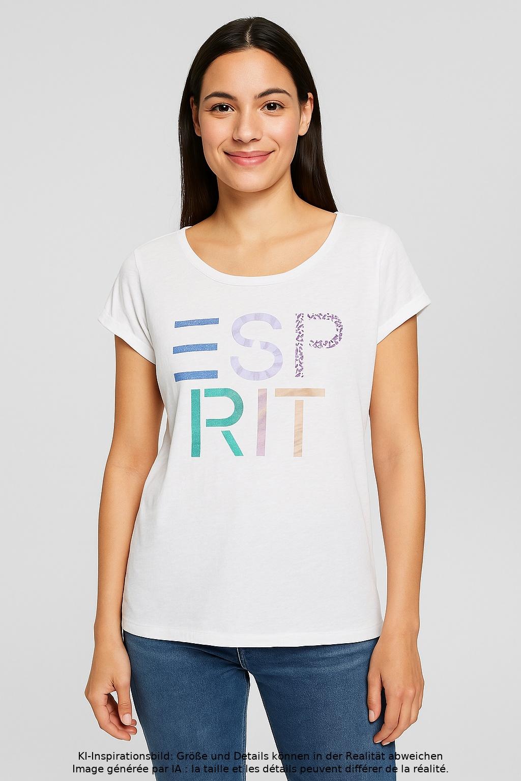 

edc by Esprit Damen T-Shirt, weiß, Gr. 42