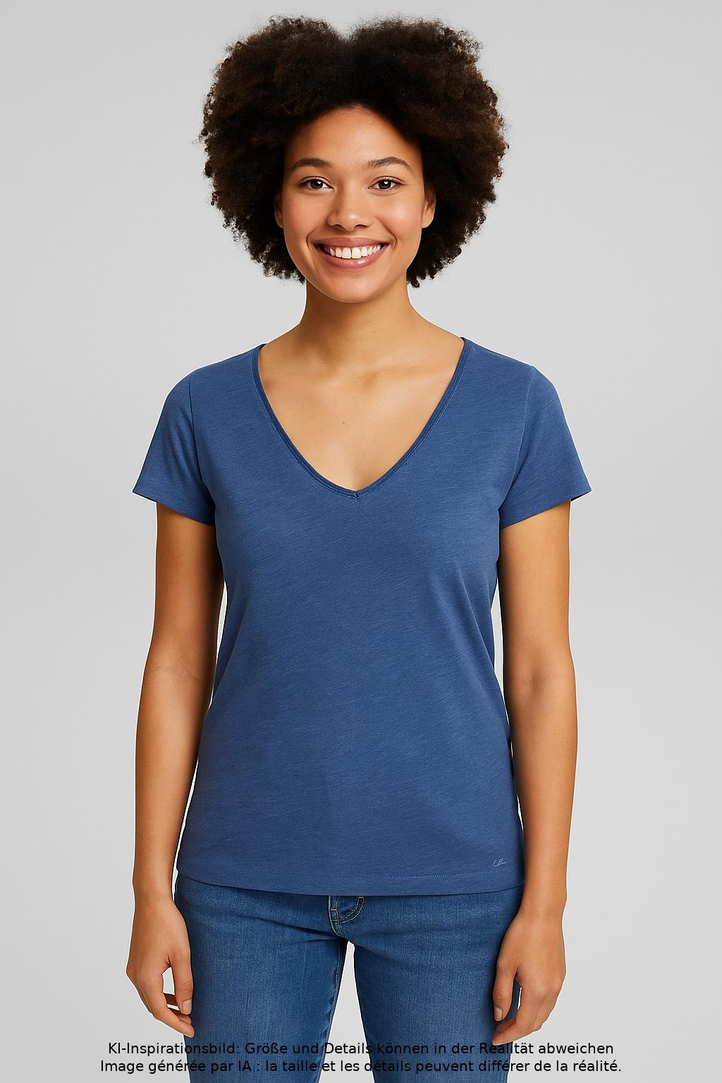 

edc by Esprit Damen T-Shirt, blau, Gr. 36