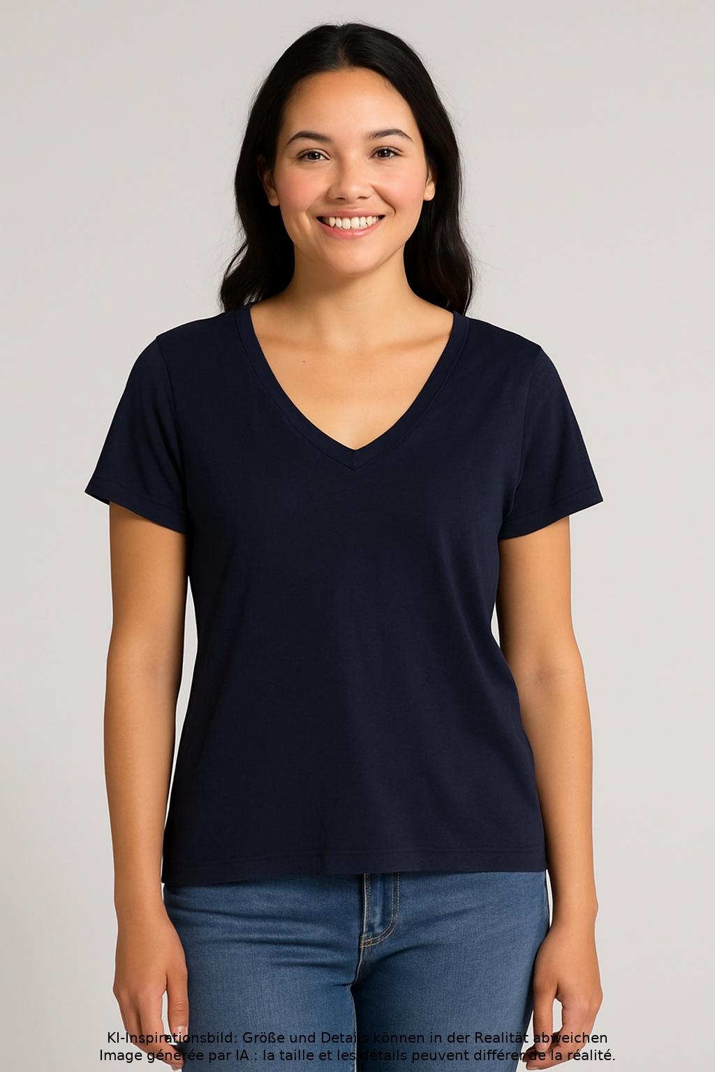 

edc by Esprit Damen T-Shirt, marineblau, Gr. 34