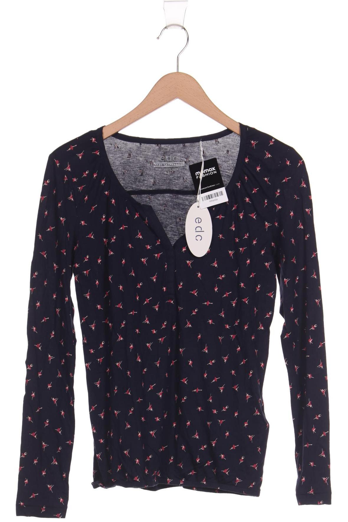 

edc by Esprit Damen Langarmshirt, marineblau, Gr. 34