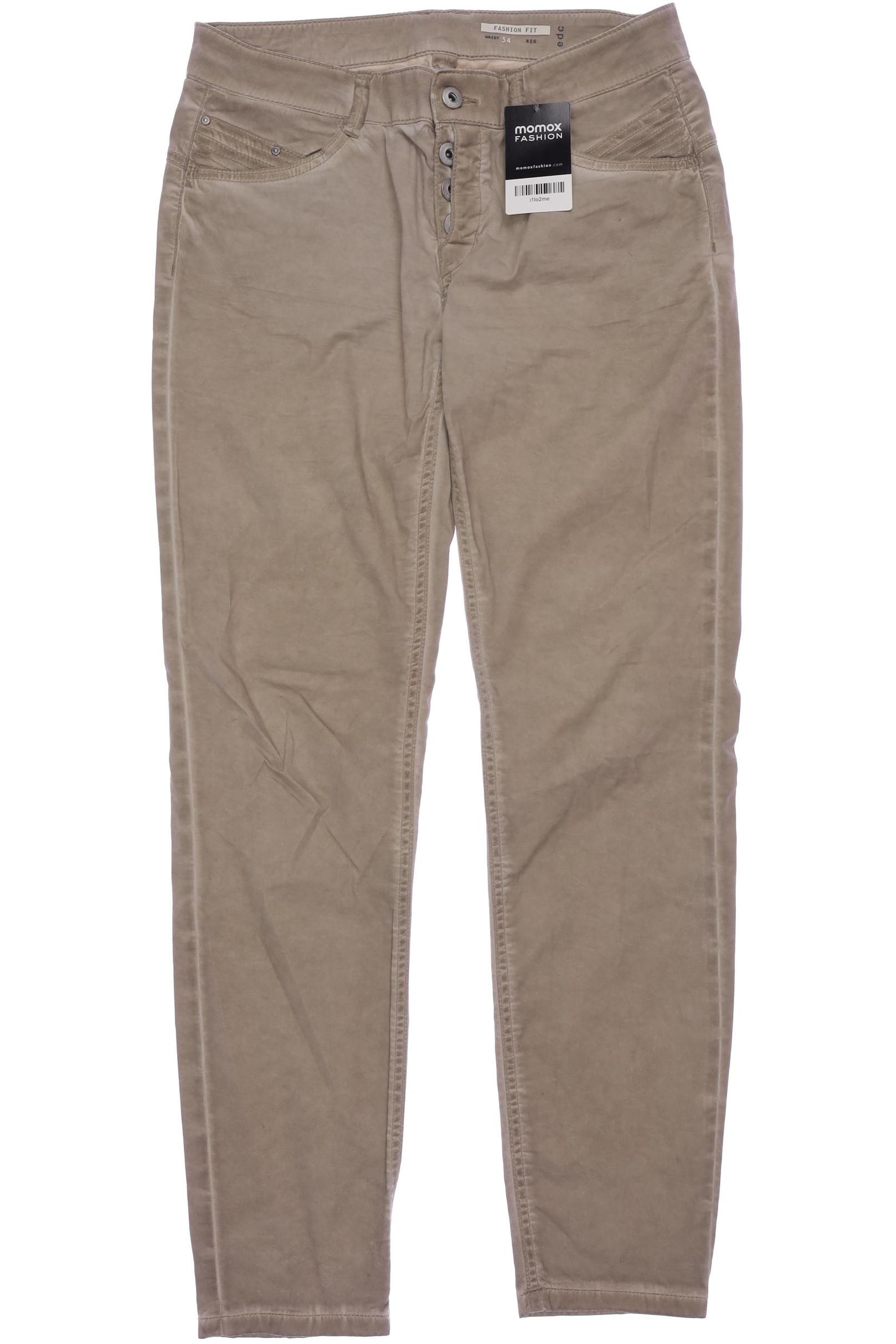 

edc by Esprit Damen Stoffhose, beige, Gr. 34