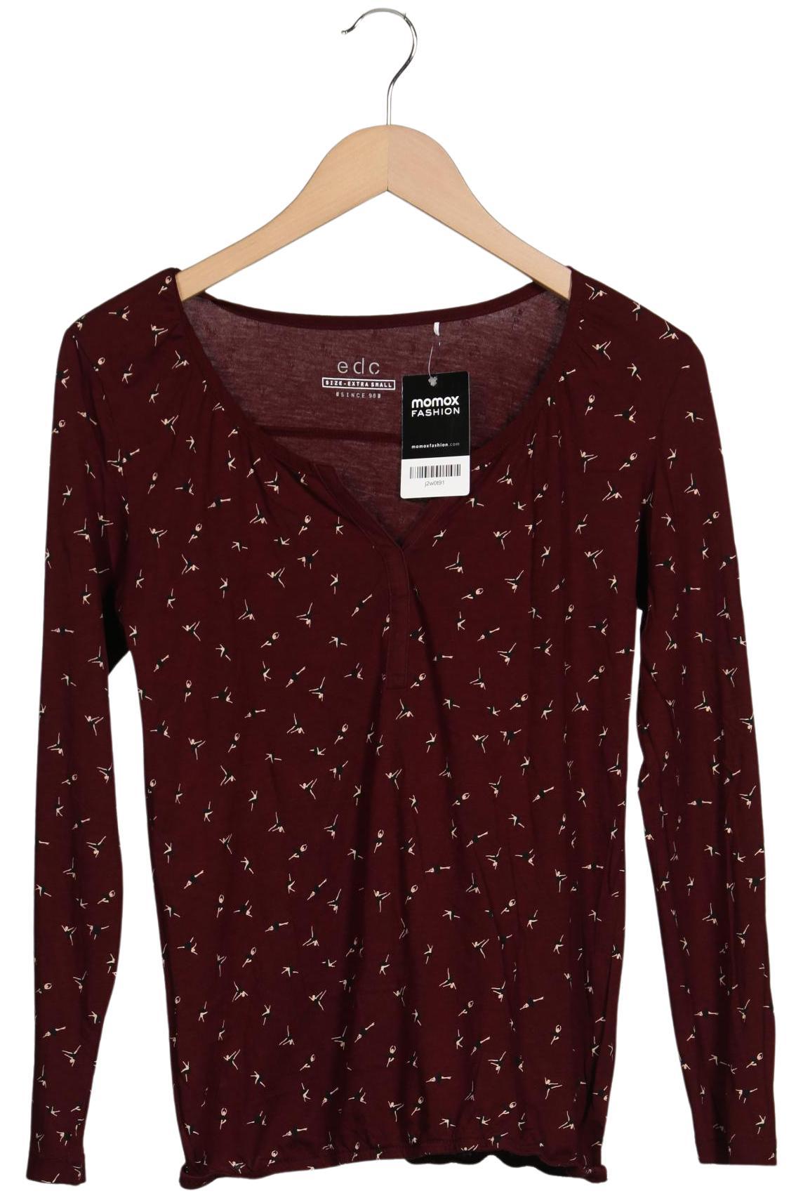 

edc by Esprit Damen Langarmshirt, bordeaux, Gr. 34