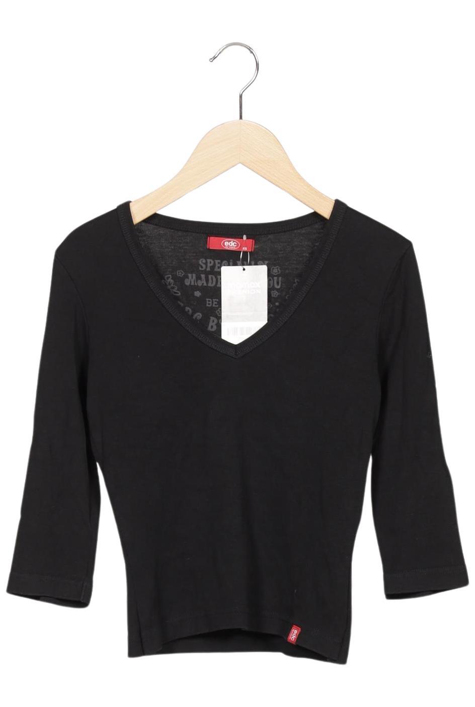 

edc by Esprit Damen Langarmshirt, schwarz, Gr. 34