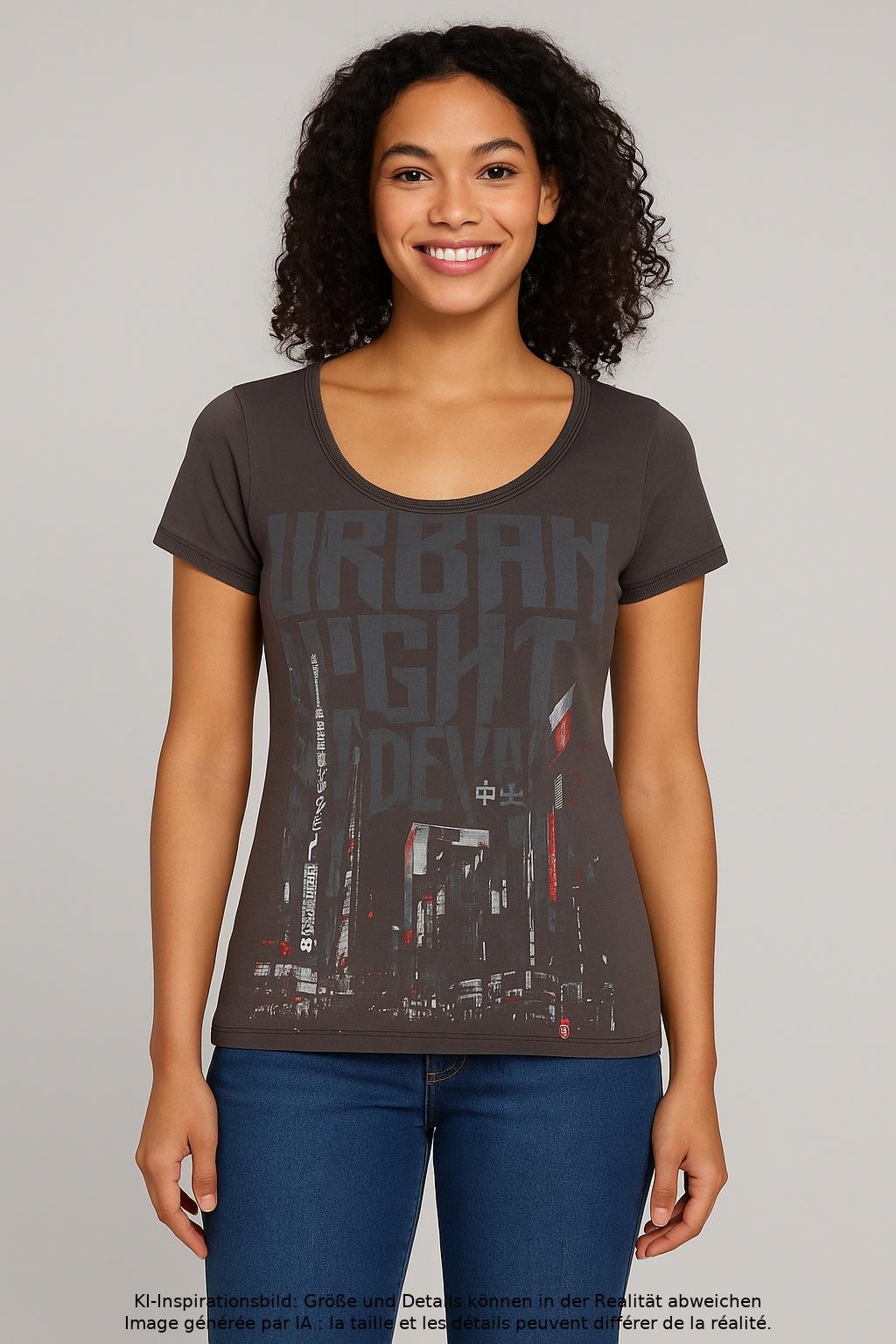 

edc by Esprit Damen T-Shirt, grau, Gr. 38