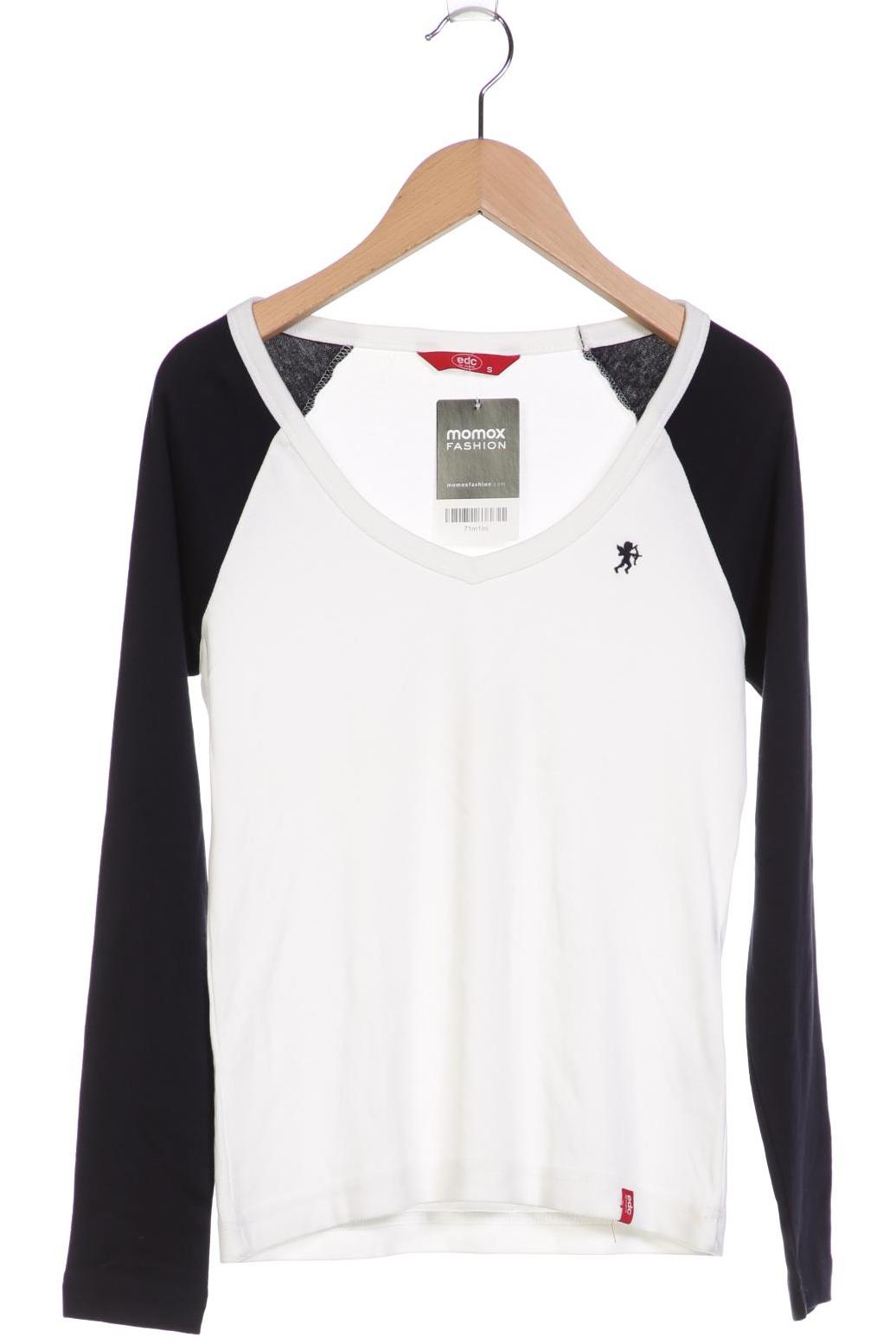 

edc by Esprit Damen Langarmshirt, weiß, Gr. 36