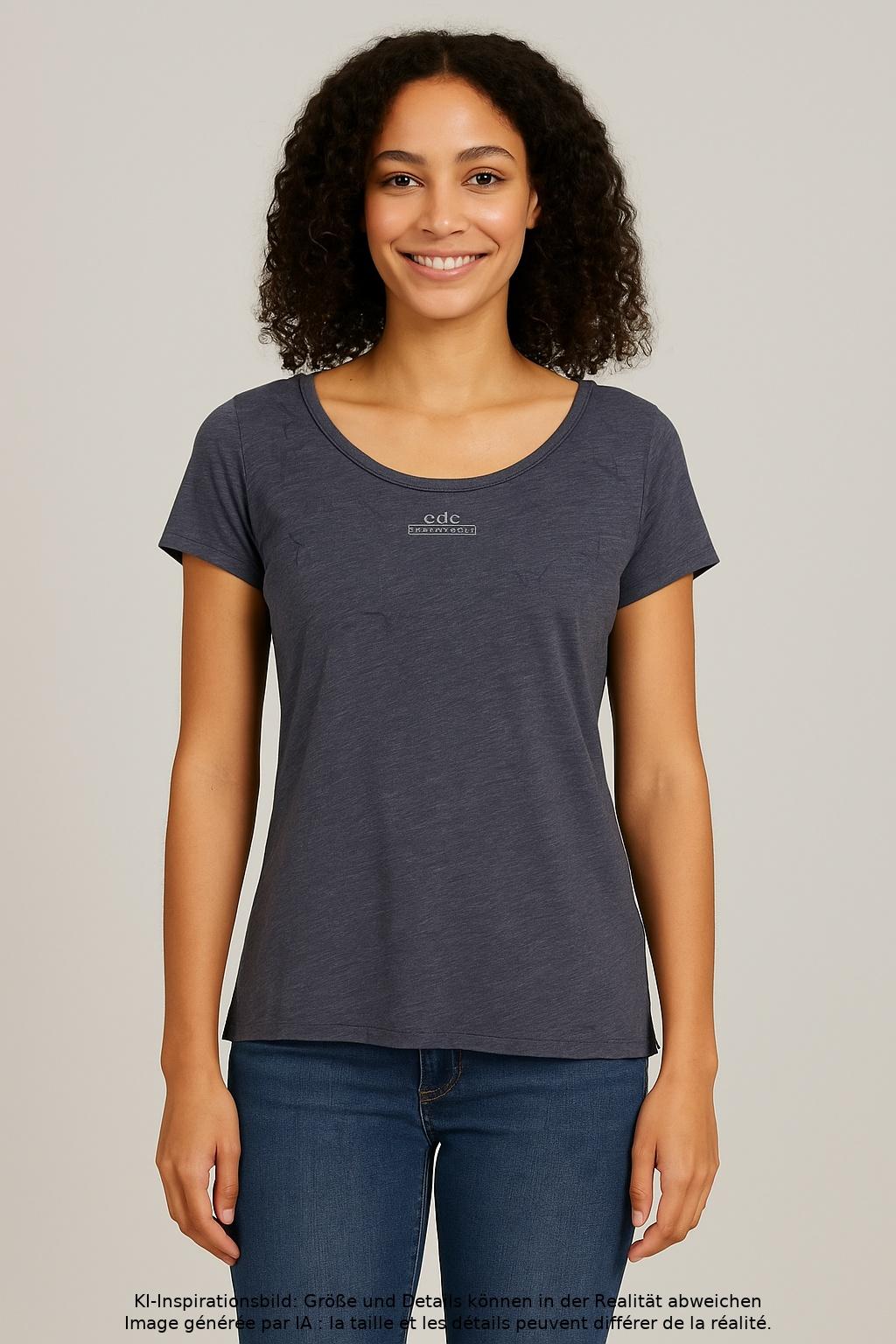 

edc by Esprit Damen T-Shirt, marineblau, Gr. 38