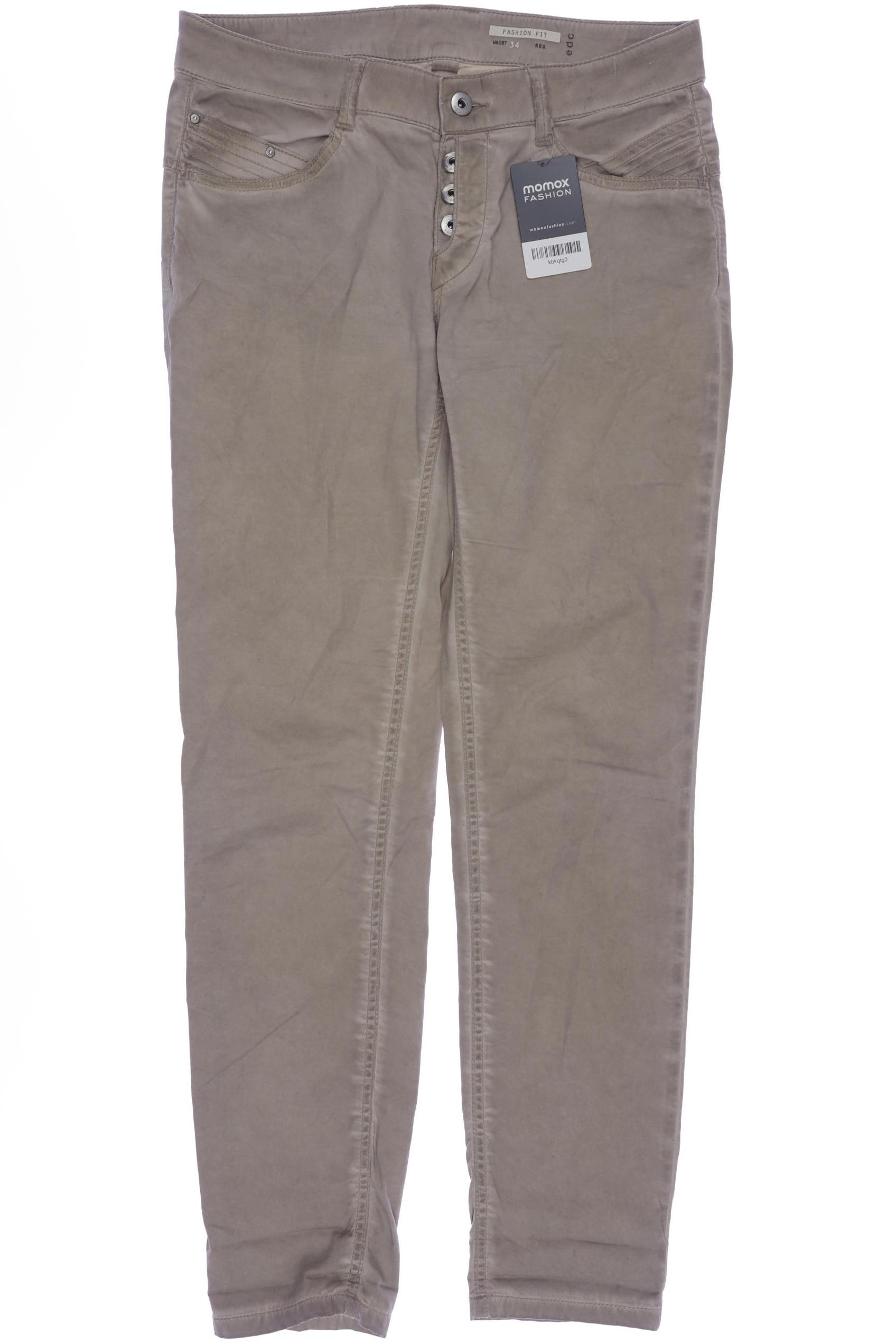 

edc by Esprit Damen Stoffhose, beige, Gr. 34