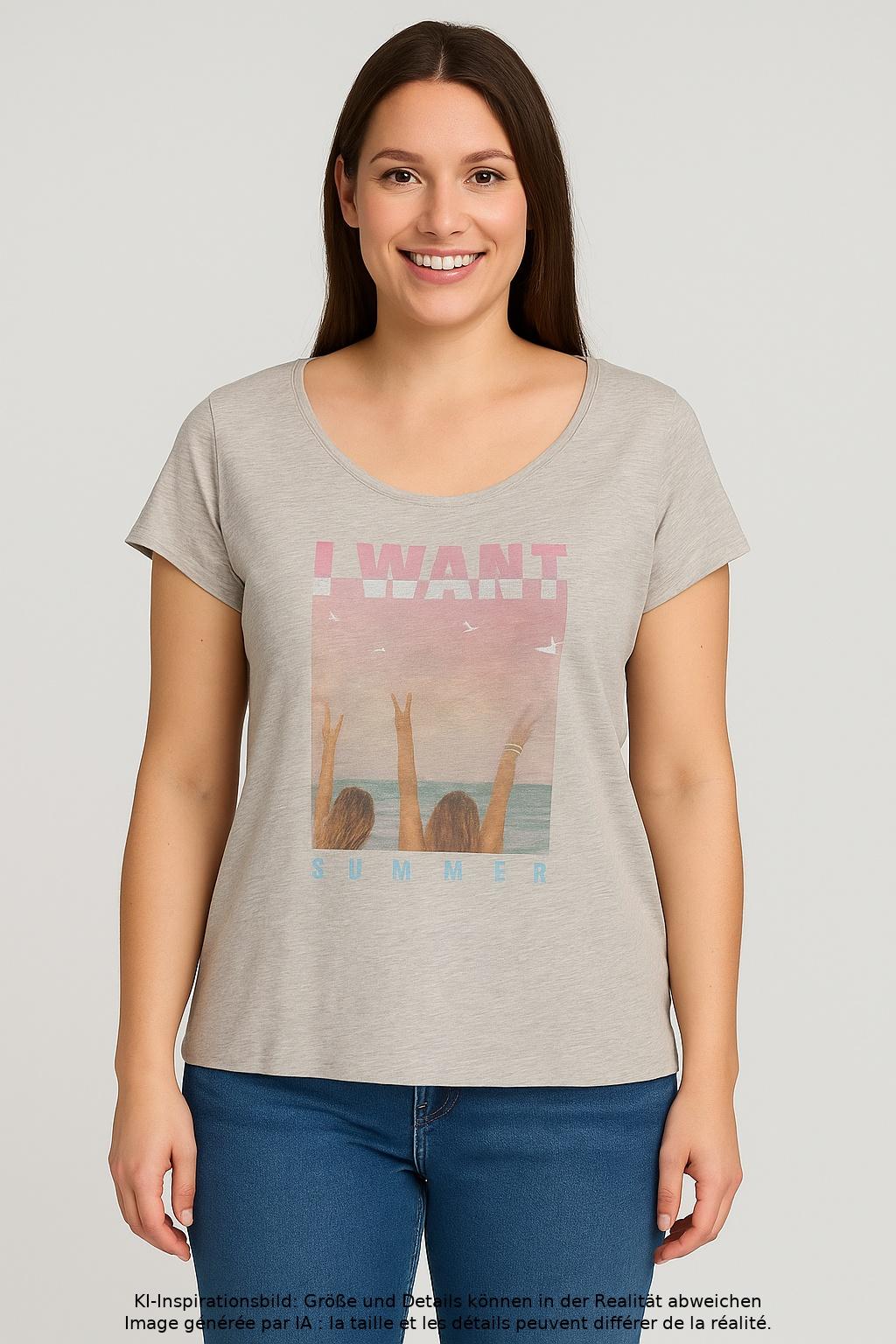 

edc by Esprit Damen T-Shirt, grau, Gr. 42