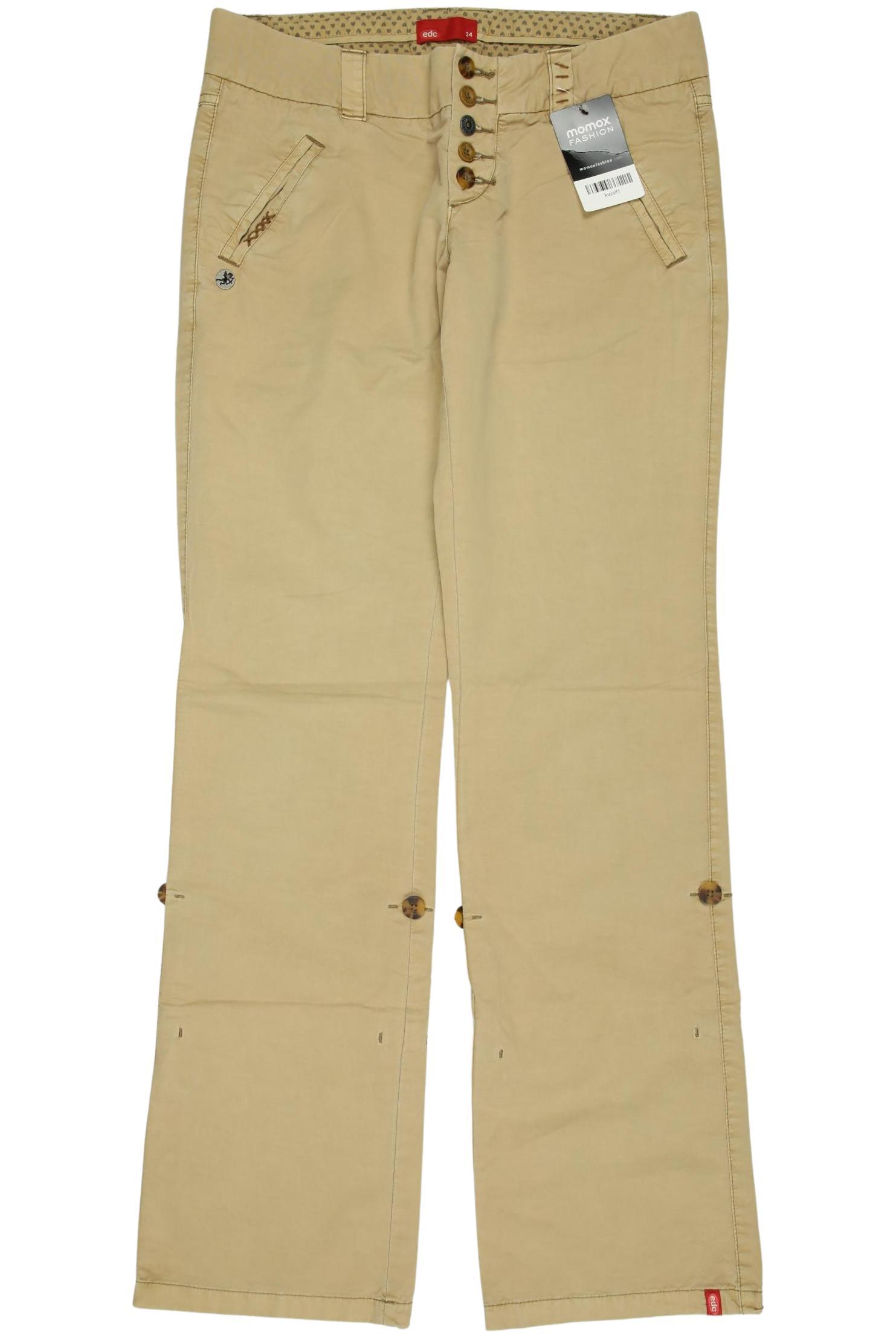 

edc by Esprit Damen Stoffhose, beige, Gr. 34