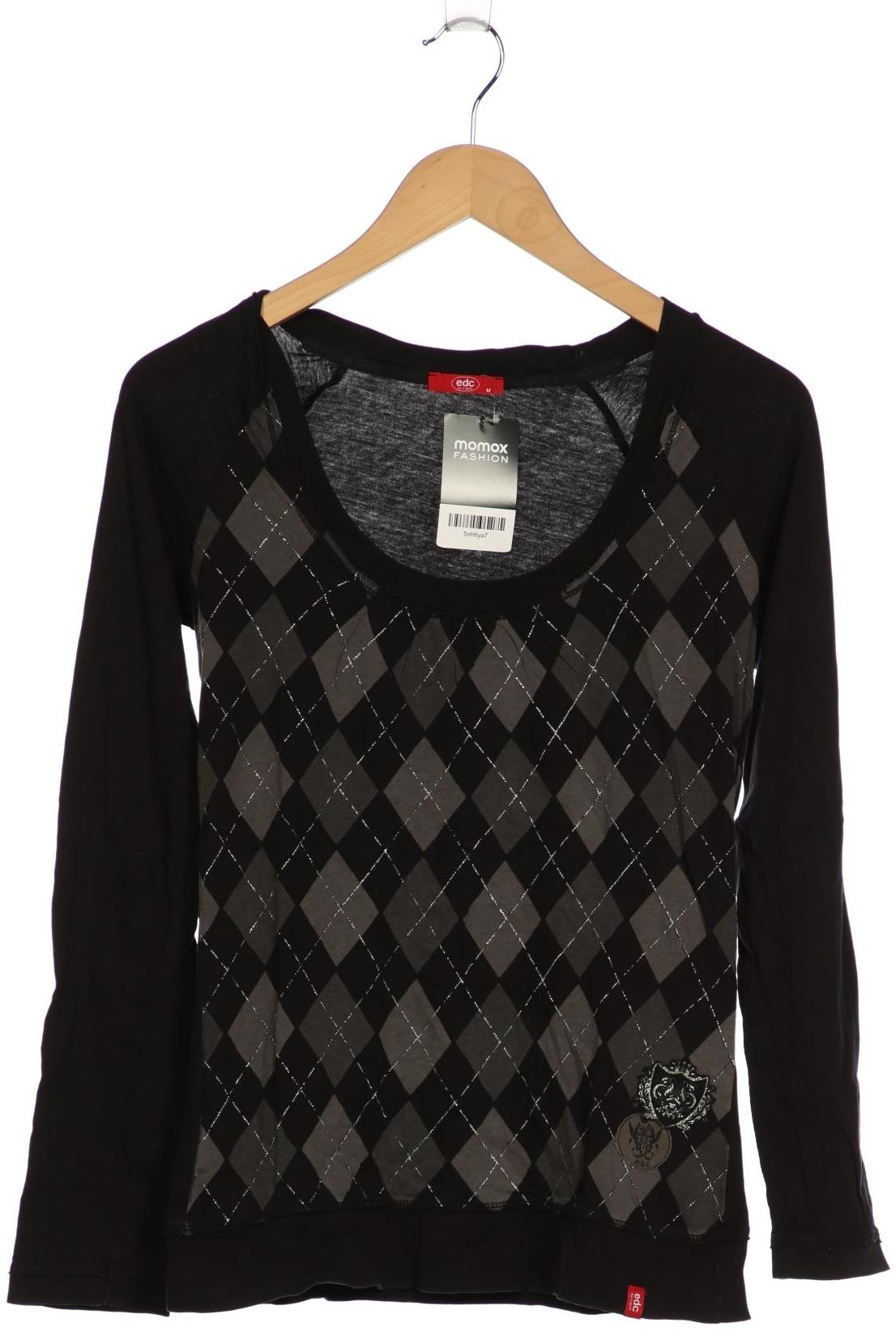 

edc by Esprit Damen Langarmshirt, schwarz, Gr. 38