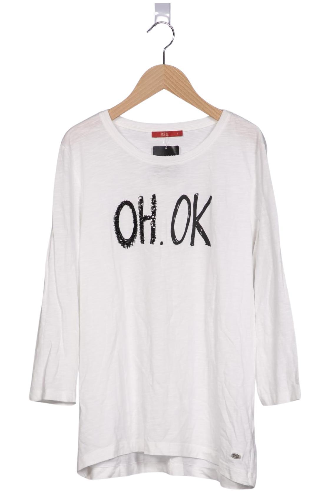 

edc by Esprit Damen Langarmshirt, weiß, Gr. 42