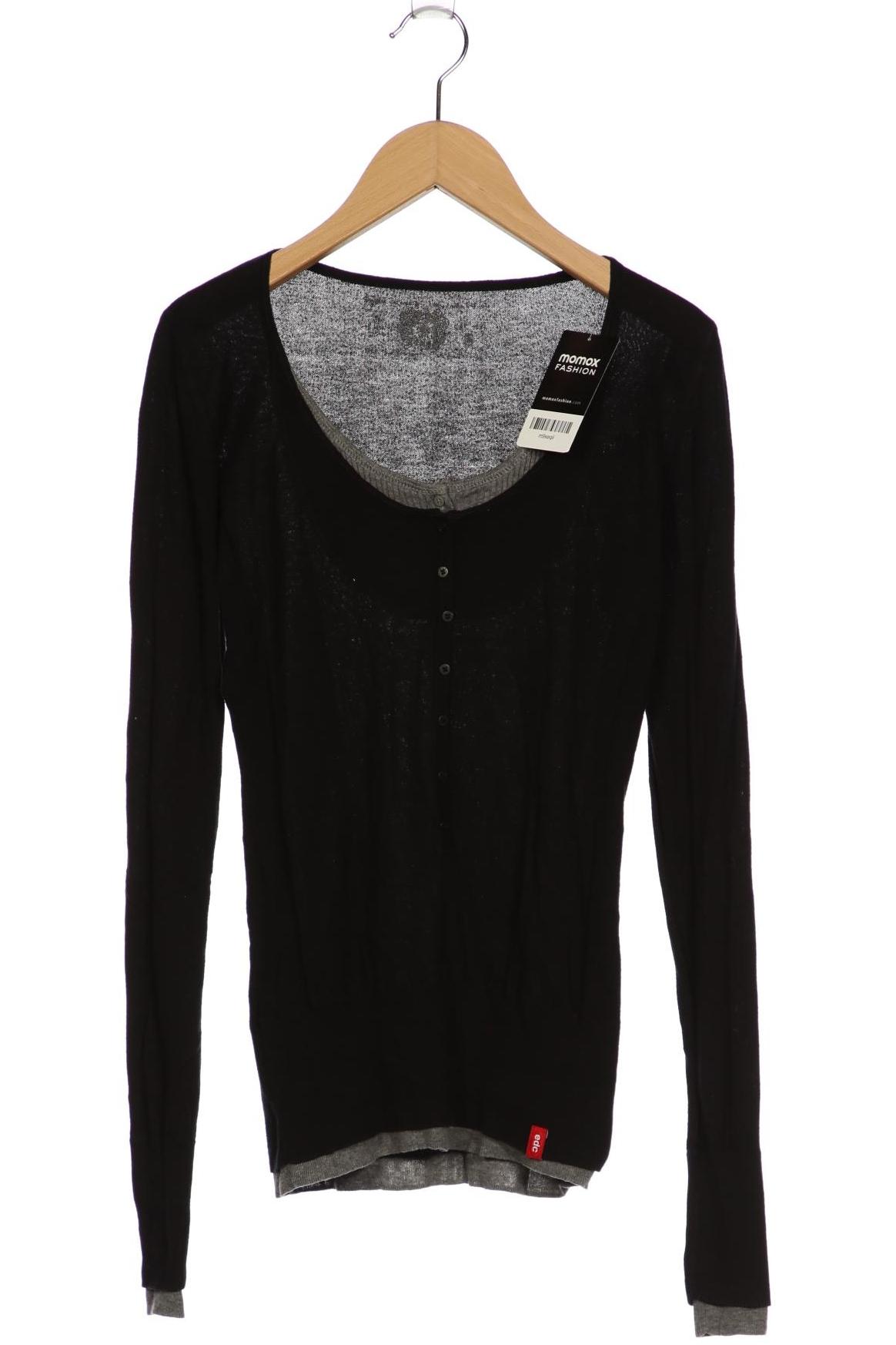 

edc by Esprit Damen Langarmshirt, schwarz, Gr. 36