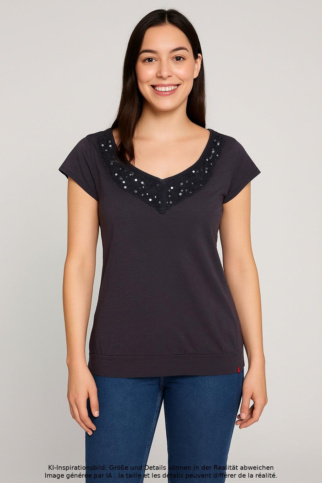 

edc by Esprit Damen T-Shirt, marineblau, Gr. 38