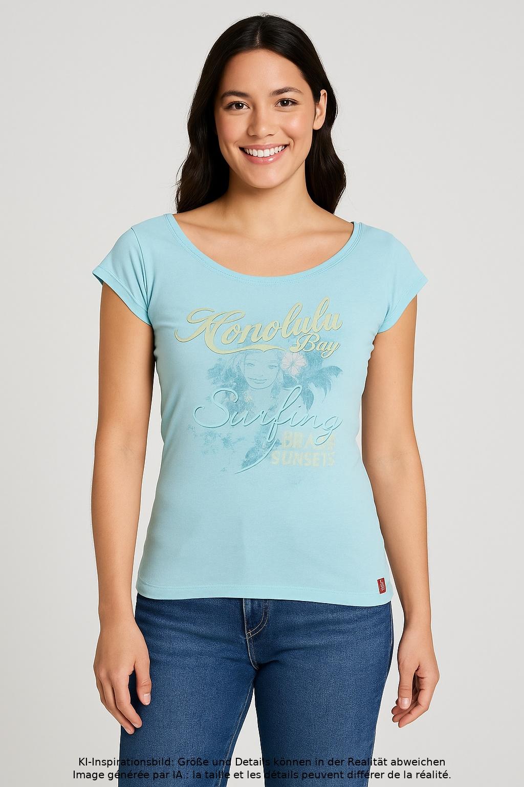 

edc by Esprit Damen T-Shirt, hellblau, Gr. 36