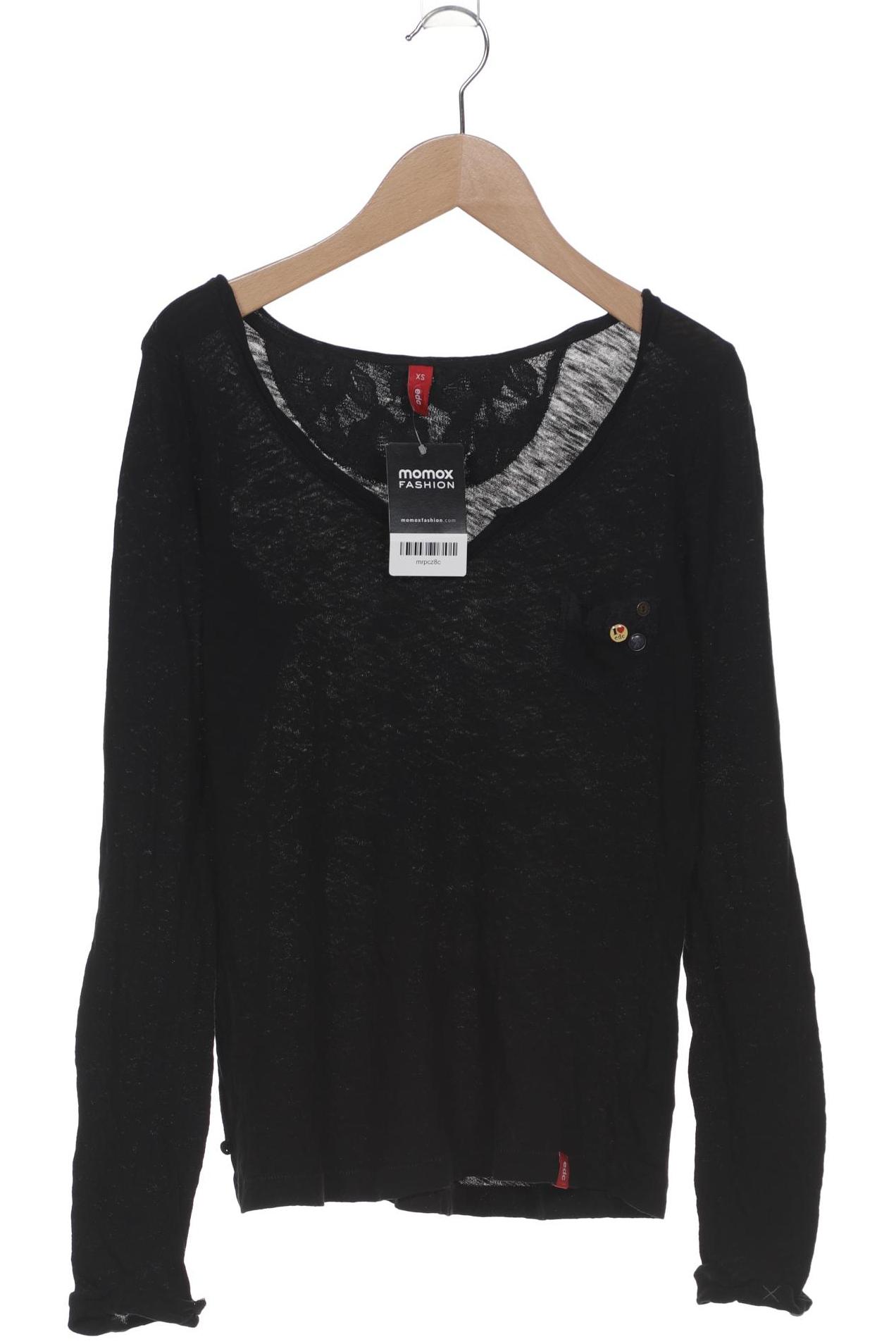 

edc by Esprit Damen Langarmshirt, schwarz, Gr. 34