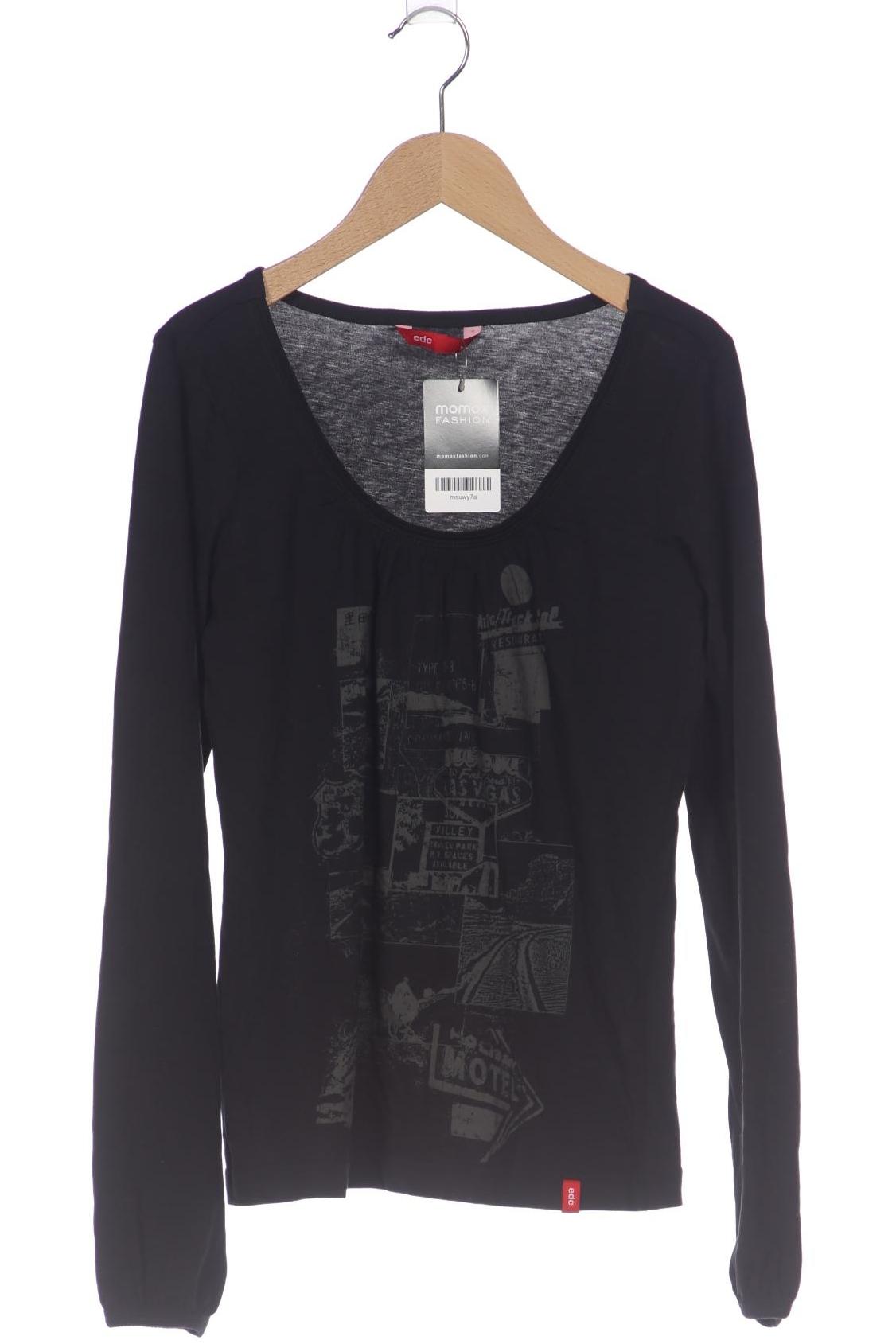 

edc by Esprit Damen Langarmshirt, schwarz, Gr. 38