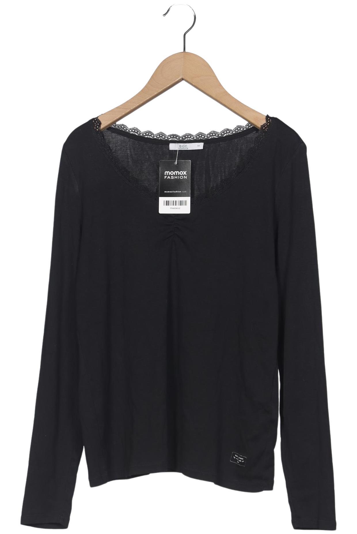 

edc by Esprit Damen Langarmshirt, schwarz, Gr. 38