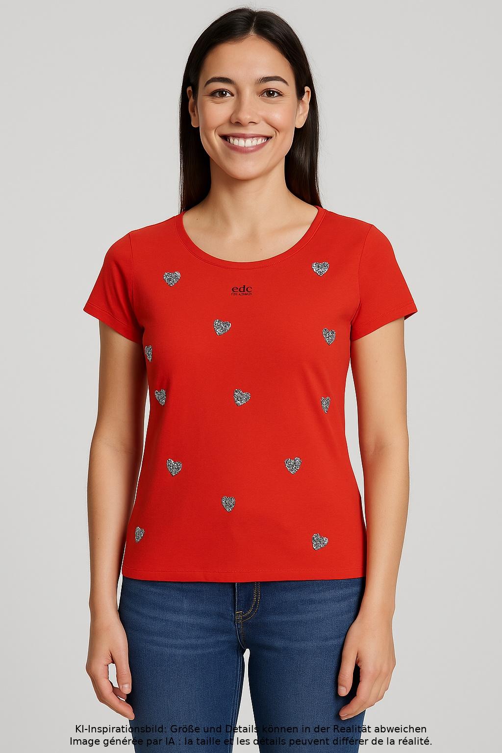 

edc by Esprit Damen T-Shirt, rot, Gr. 36