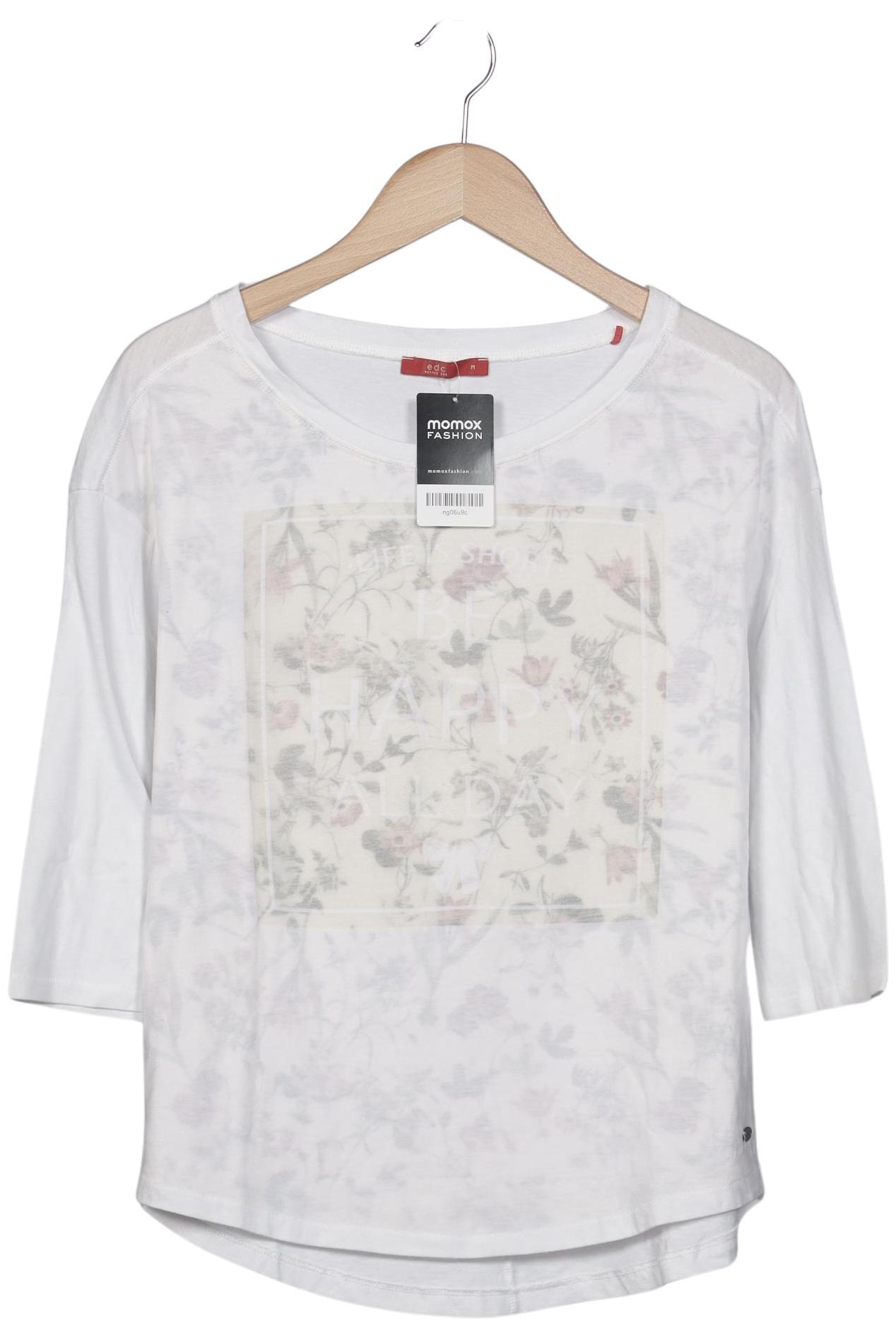 

edc by Esprit Damen Langarmshirt, weiß, Gr. 38