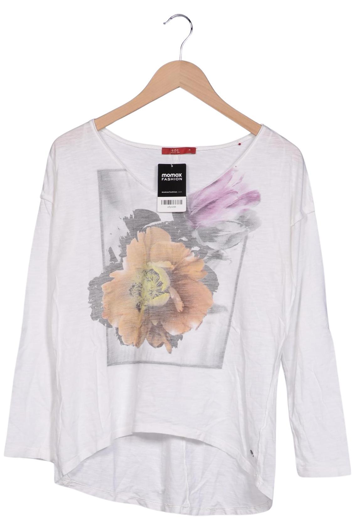 

edc by Esprit Damen Langarmshirt, weiß, Gr. 38