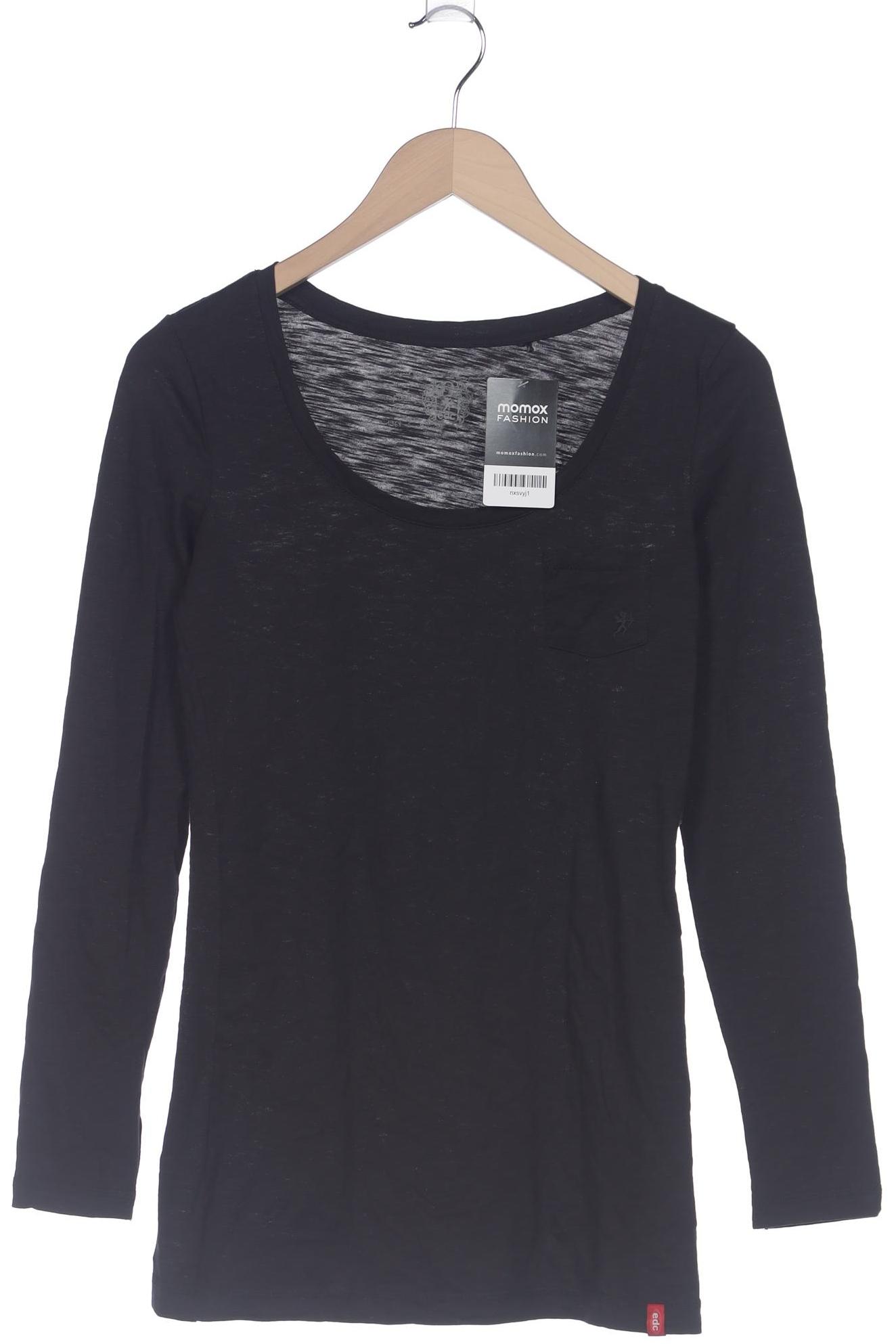 

edc by Esprit Damen Langarmshirt, schwarz, Gr. 36