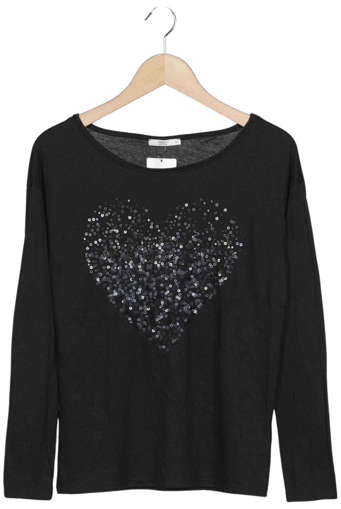 

edc by Esprit Damen Langarmshirt, schwarz, Gr. 34