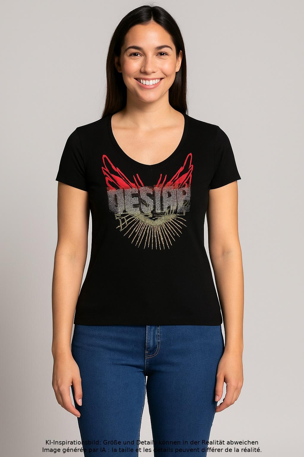 

edc by Esprit Damen T-Shirt, schwarz, Gr. 42