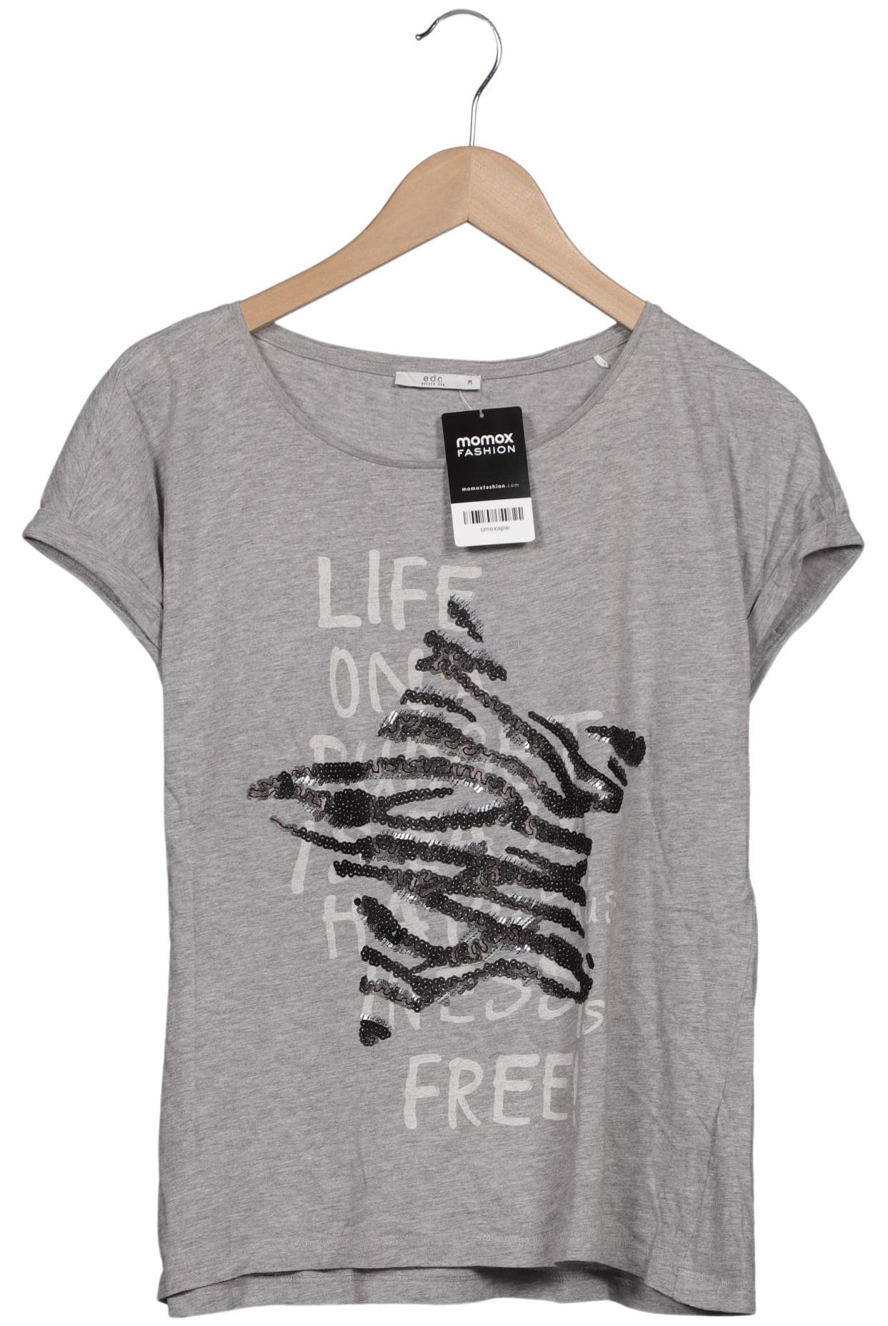 

edc by Esprit Damen T-Shirt, grau, Gr. 38