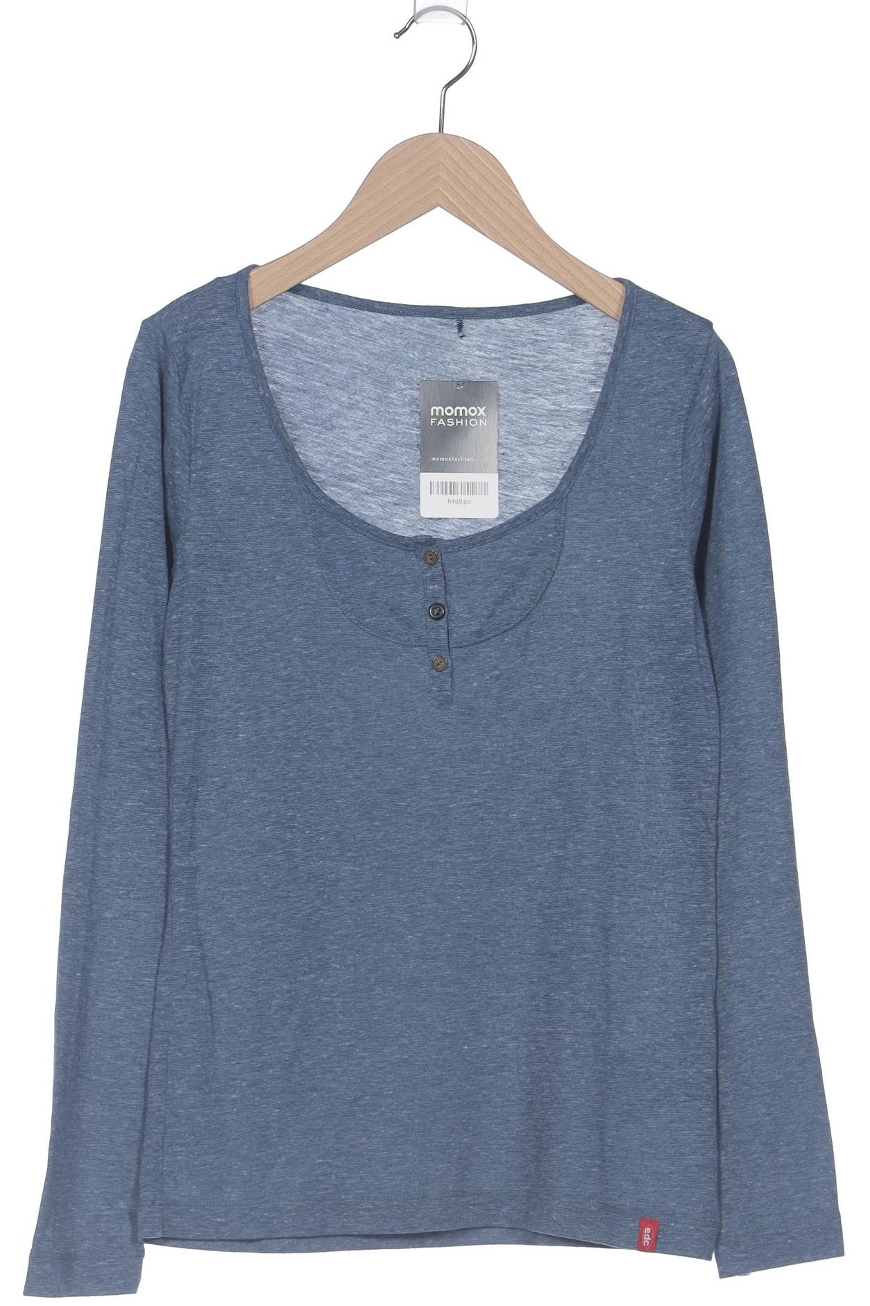 

edc by Esprit Damen Langarmshirt, blau, Gr. 34