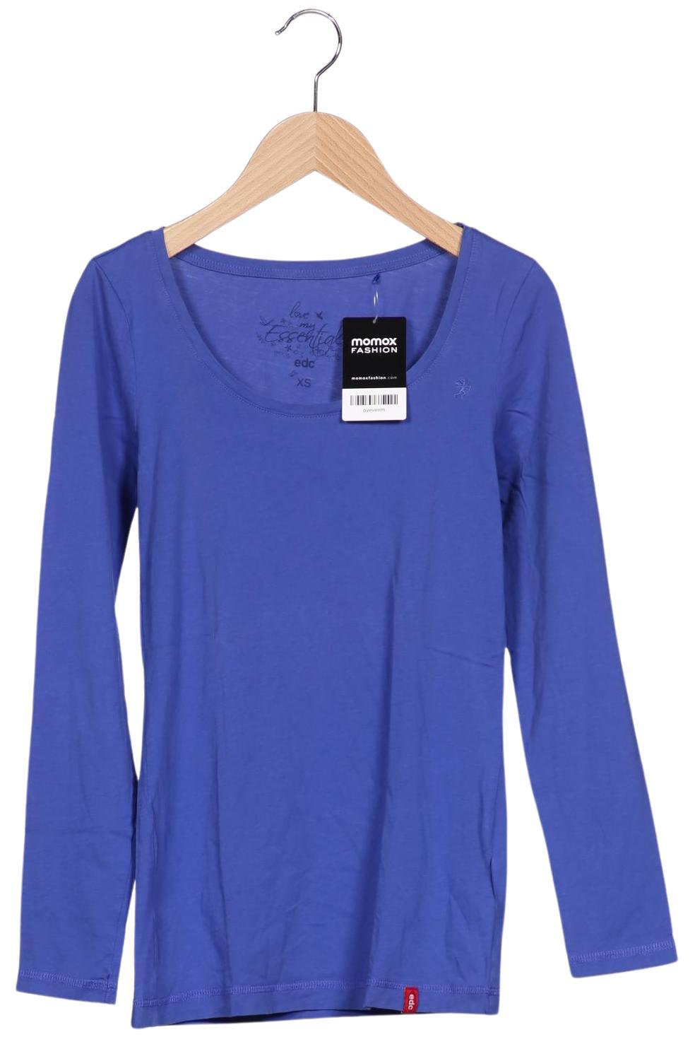 

edc by Esprit Damen Langarmshirt, blau, Gr. 34