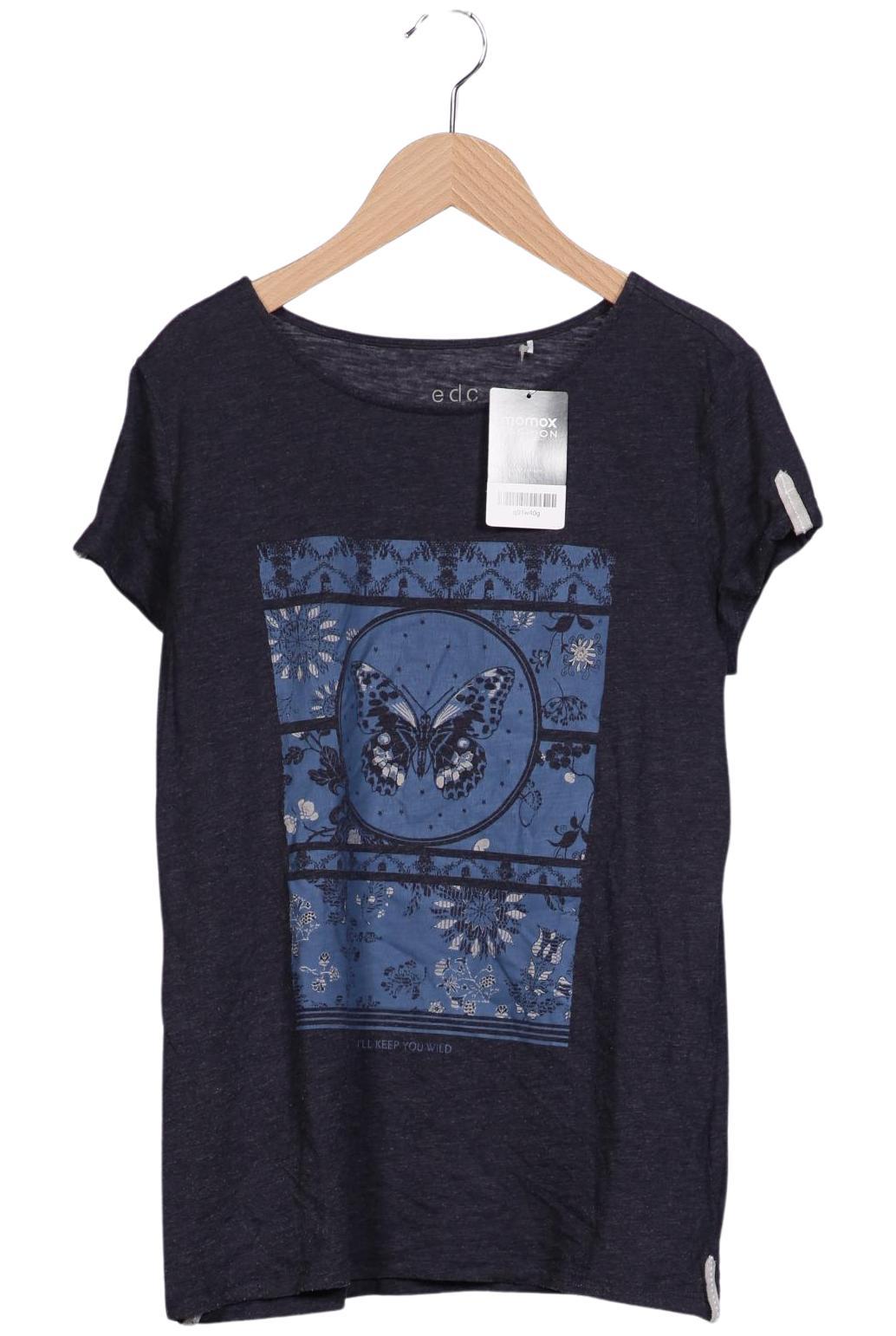 

edc by Esprit Damen T-Shirt, marineblau, Gr. 38