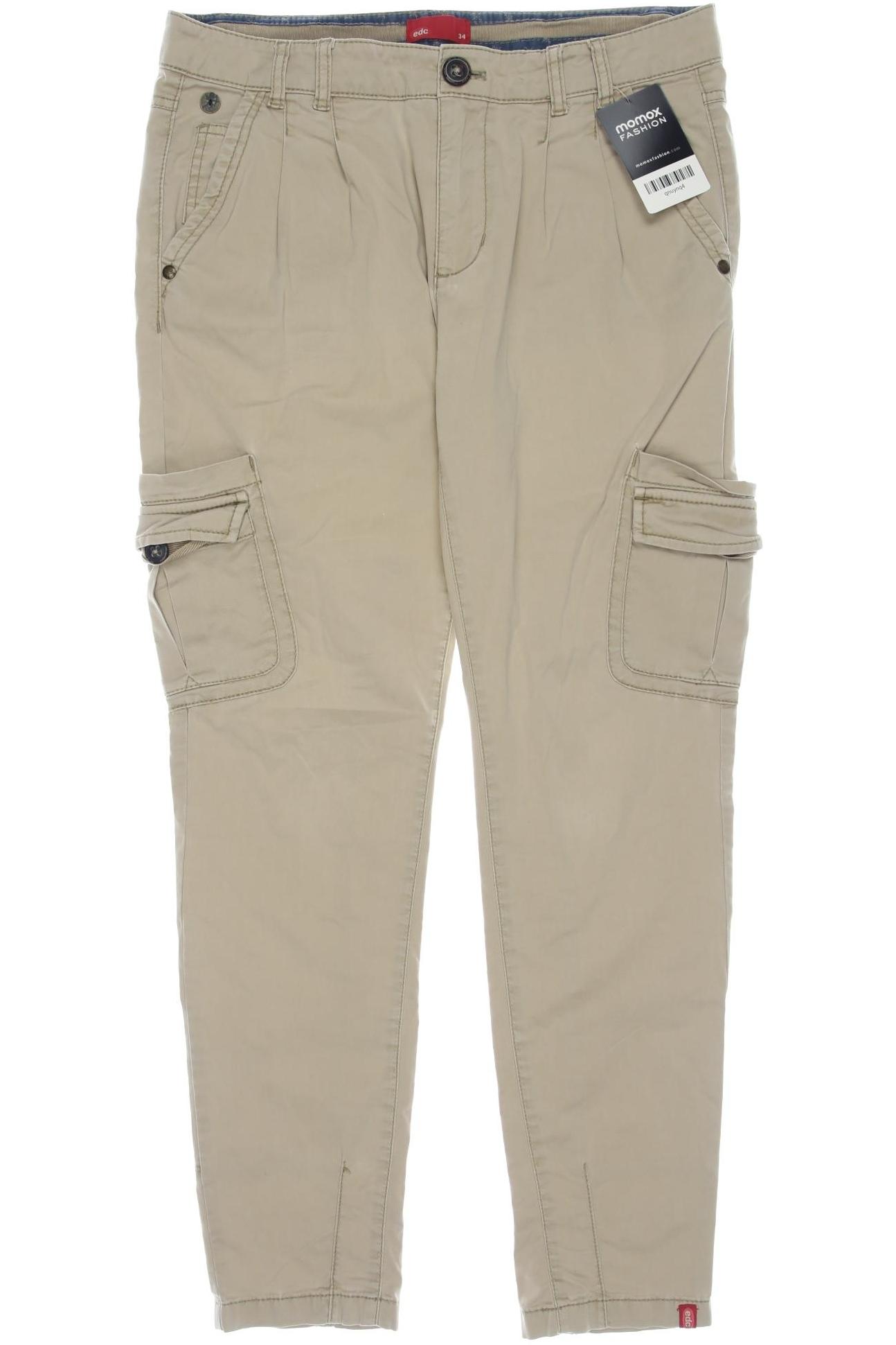 

edc by Esprit Damen Stoffhose, beige, Gr. 34