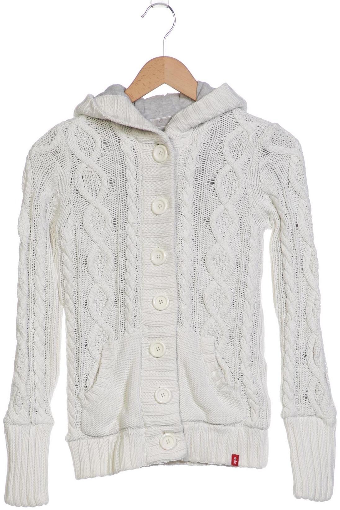 

edc by Esprit Damen Strickjacke, weiß, Gr. 36