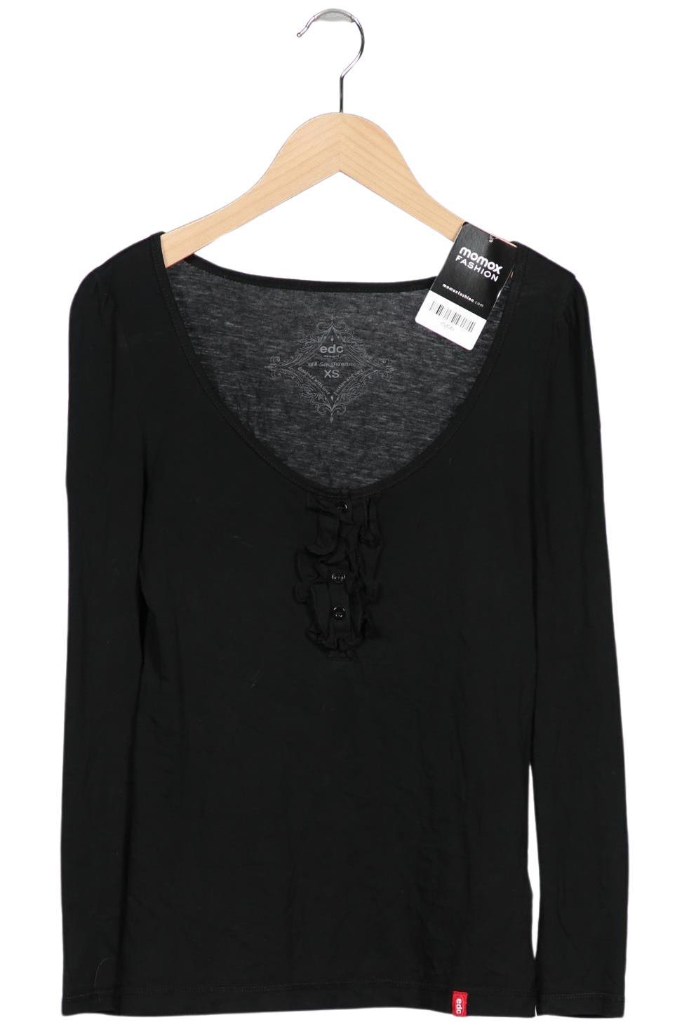 

edc by Esprit Damen Langarmshirt, schwarz, Gr. 34