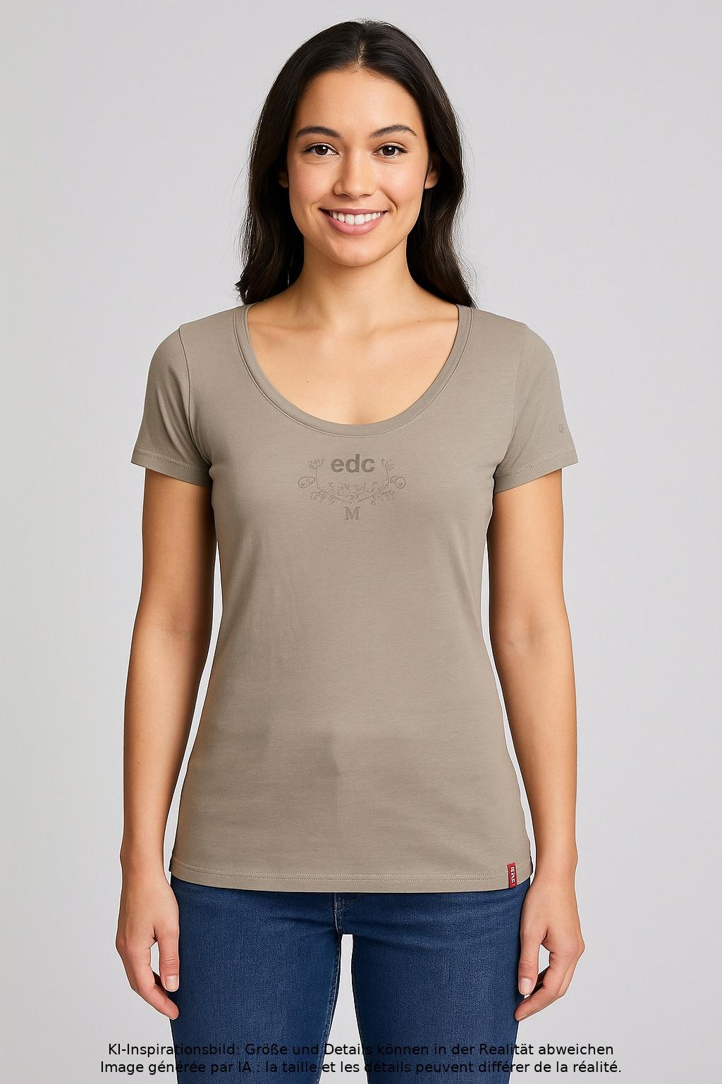 

edc by Esprit Damen T-Shirt, beige, Gr. 38