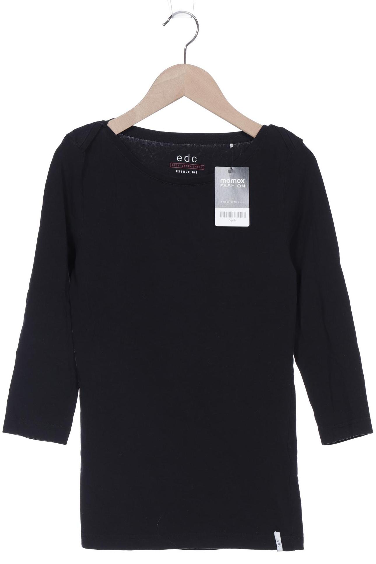 

edc by Esprit Damen Langarmshirt, schwarz, Gr. 34