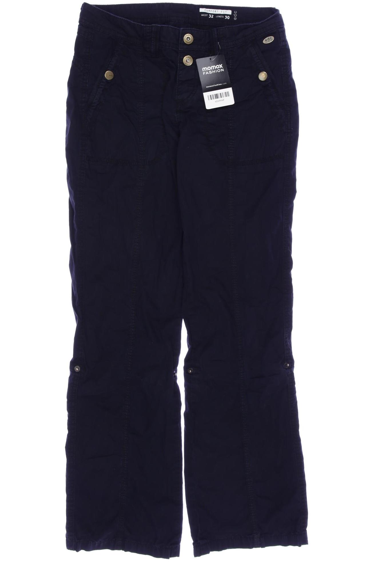 

edc by Esprit Damen Stoffhose, marineblau, Gr. 32