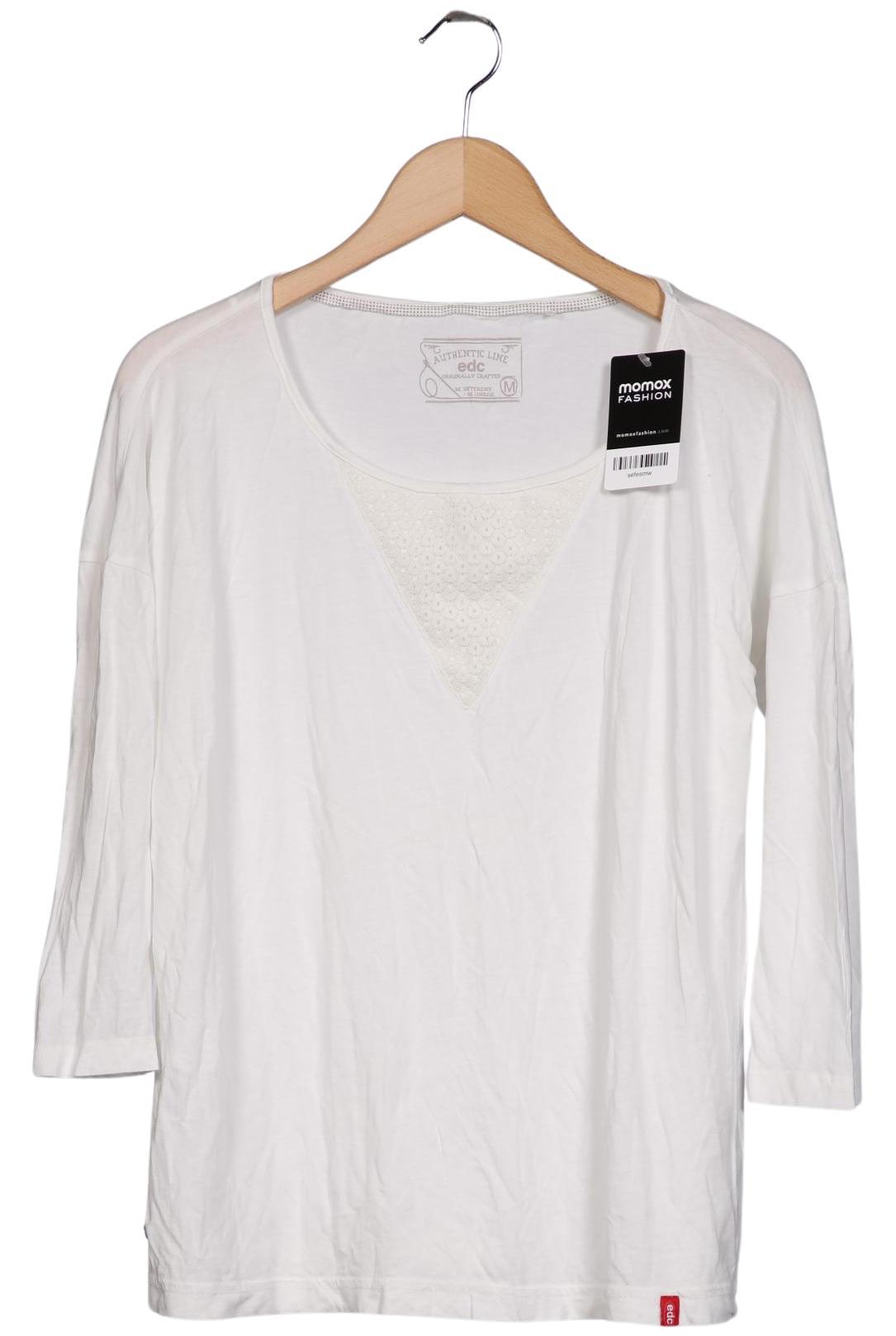 

edc by Esprit Damen Langarmshirt, weiß, Gr. 38