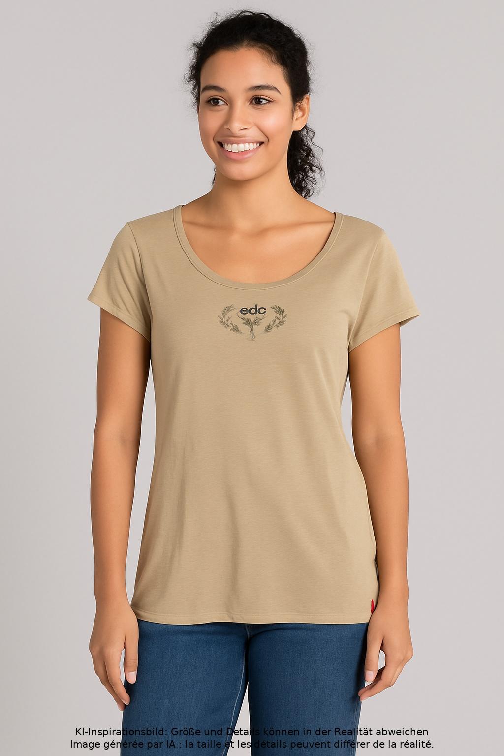 

edc by Esprit Damen T-Shirt, beige, Gr. 42