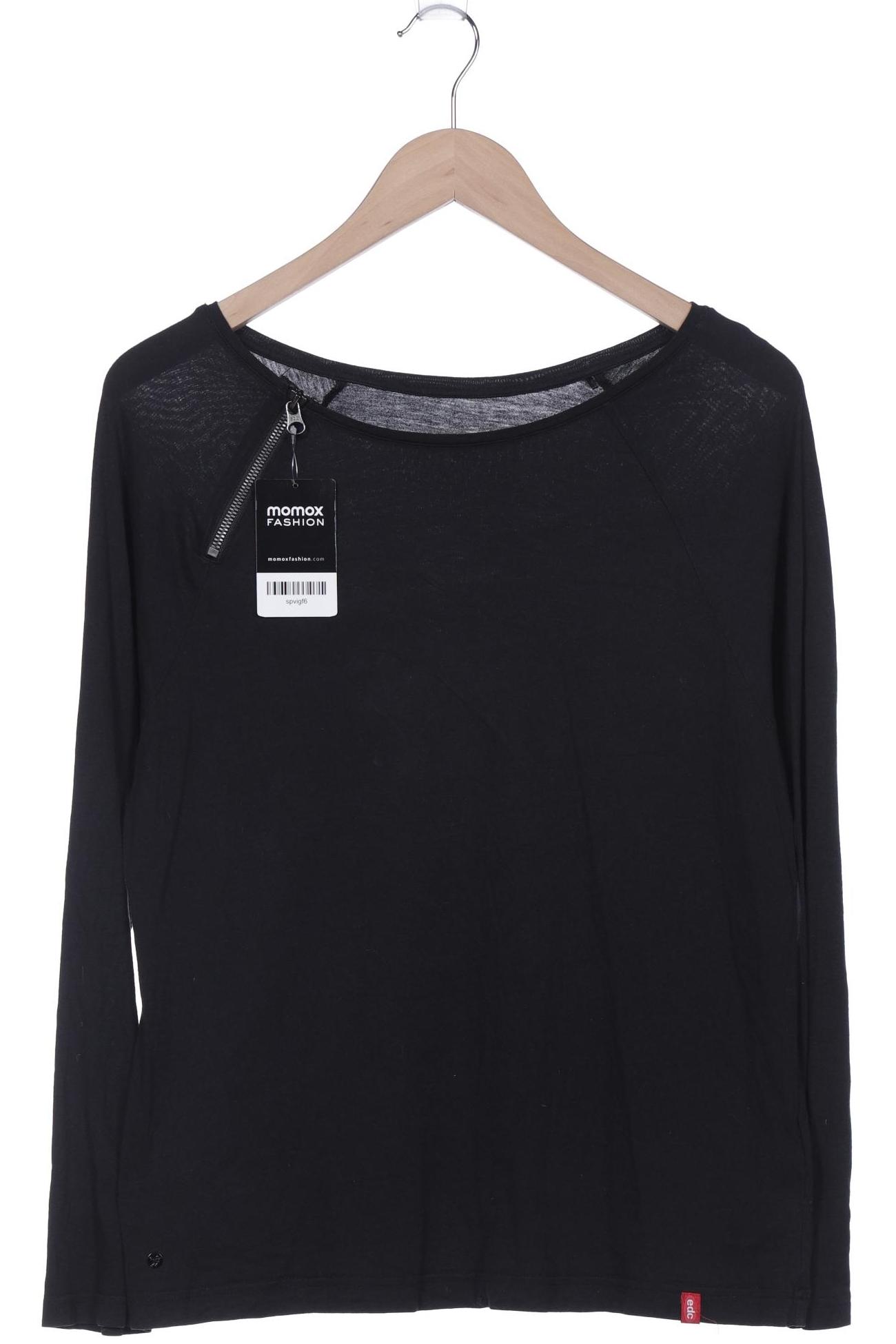 

edc by Esprit Damen Langarmshirt, schwarz, Gr. 38