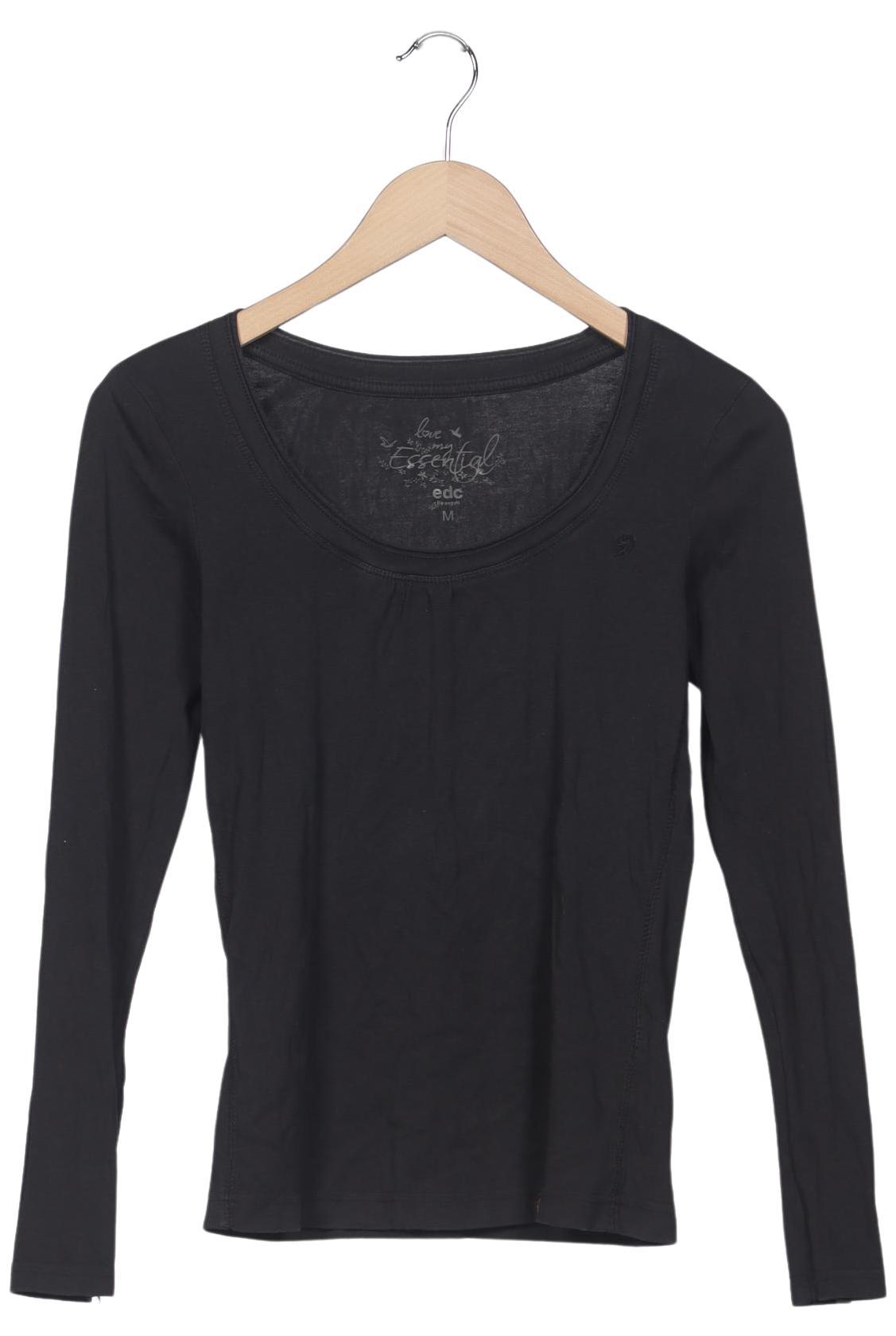 

edc by Esprit Damen Langarmshirt, schwarz, Gr. 38