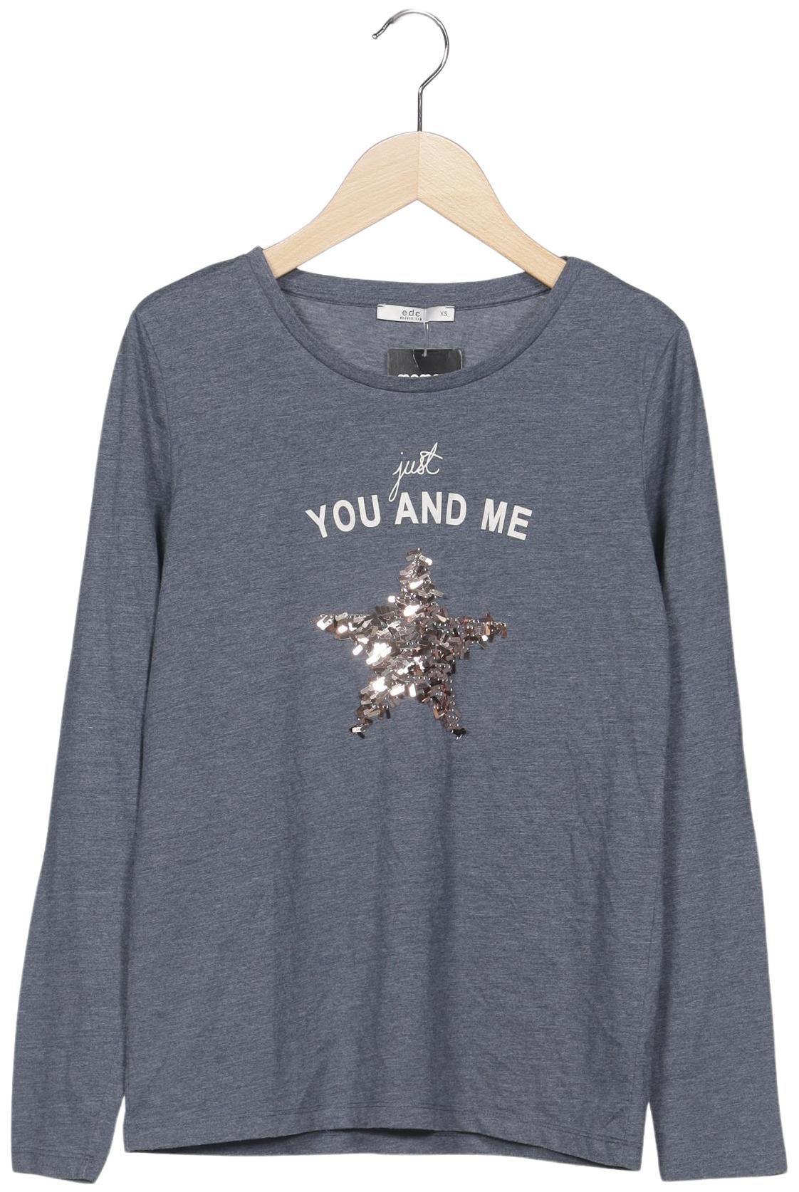 

edc by Esprit Damen Langarmshirt, blau, Gr. 34