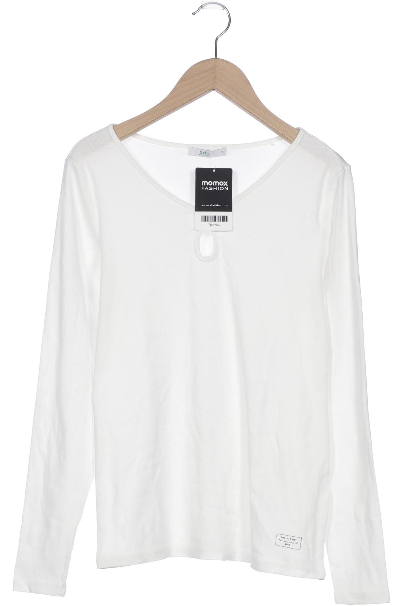 

edc by Esprit Damen Langarmshirt, weiß, Gr. 38