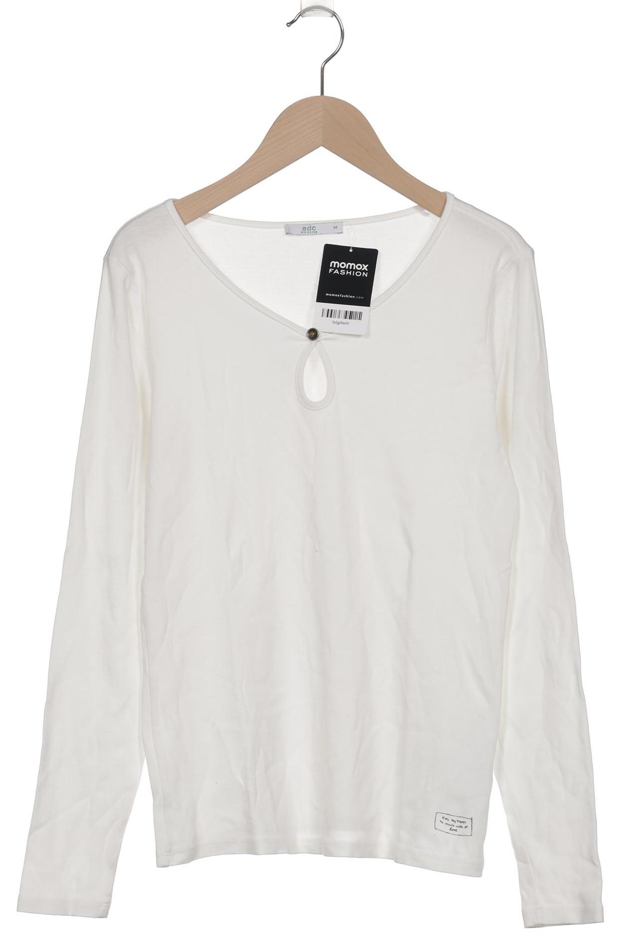 

edc by Esprit Damen Langarmshirt, weiß, Gr. 38