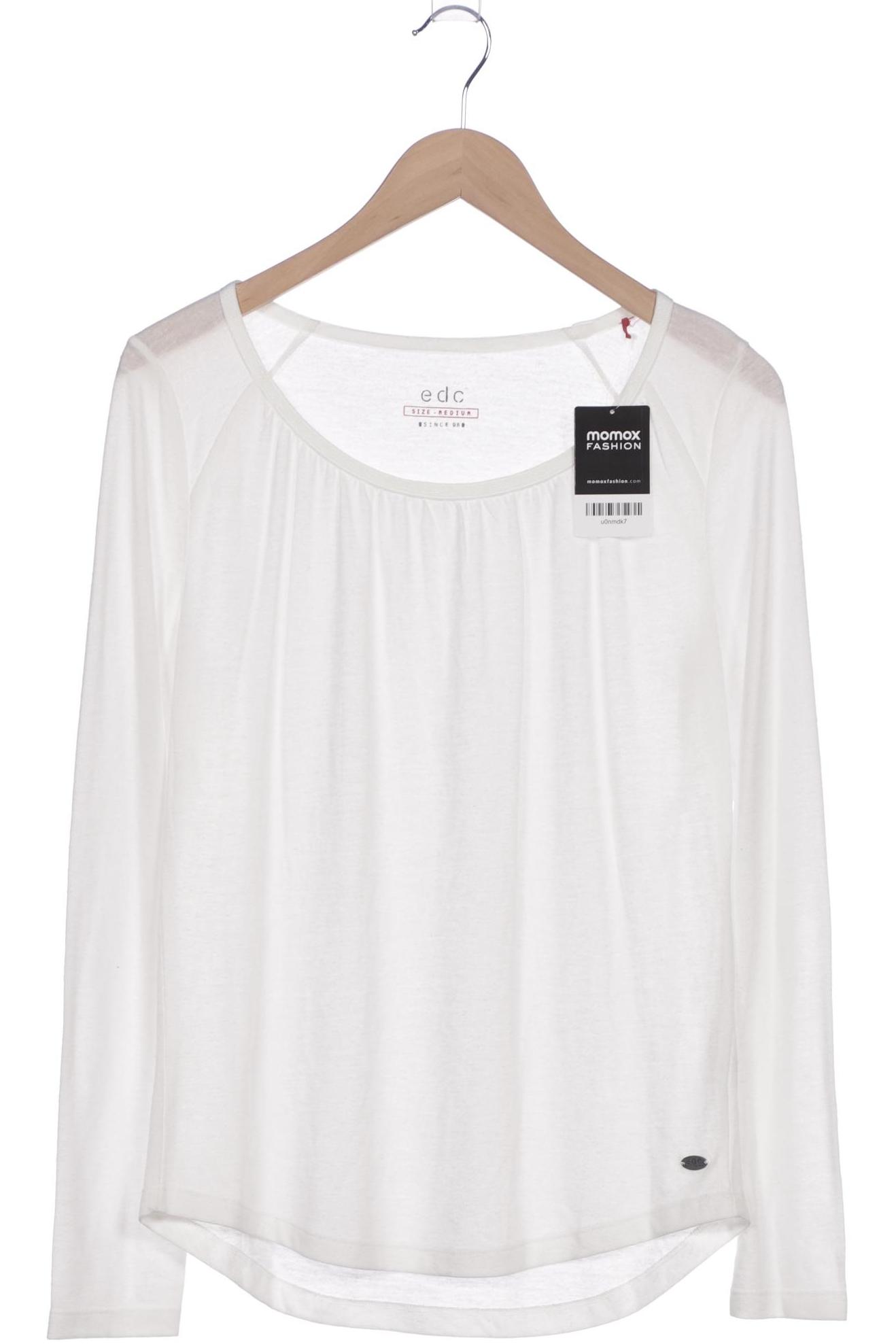 

edc by Esprit Damen Langarmshirt, weiß, Gr. 38