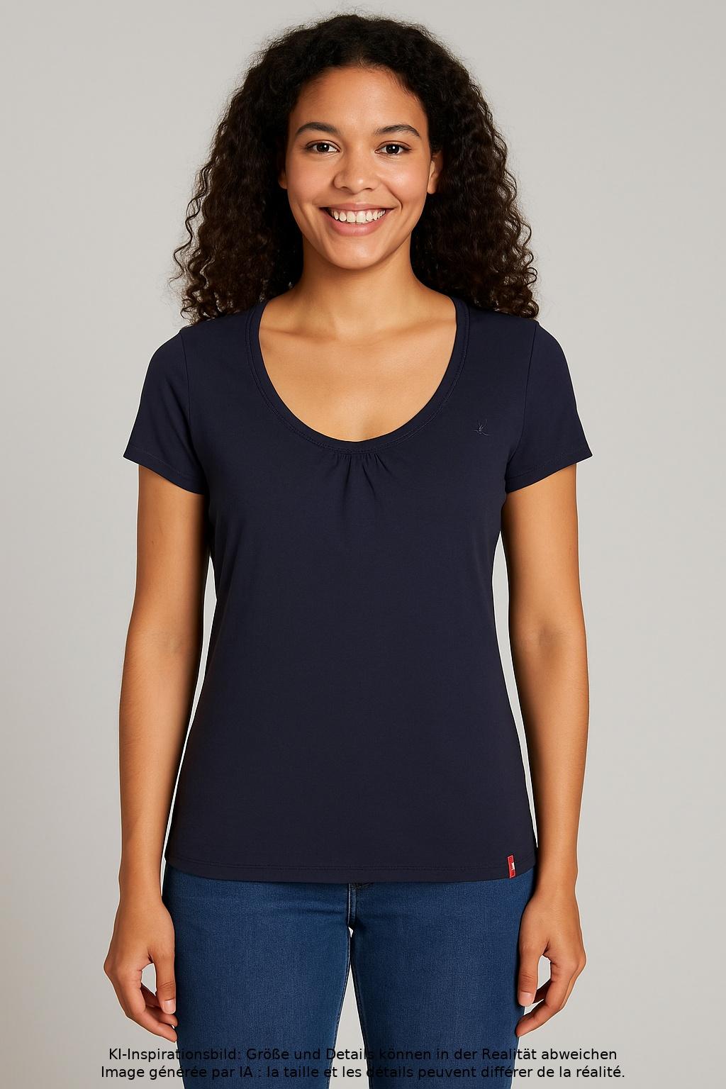 

edc by Esprit Damen T-Shirt, marineblau, Gr. 38