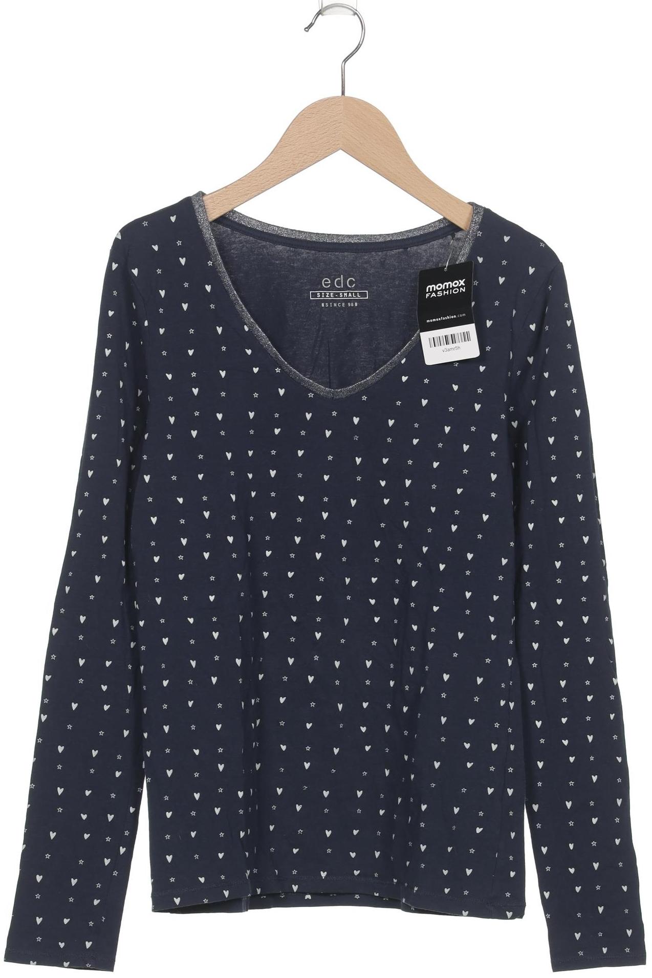 

edc by Esprit Damen Langarmshirt, marineblau, Gr. 36